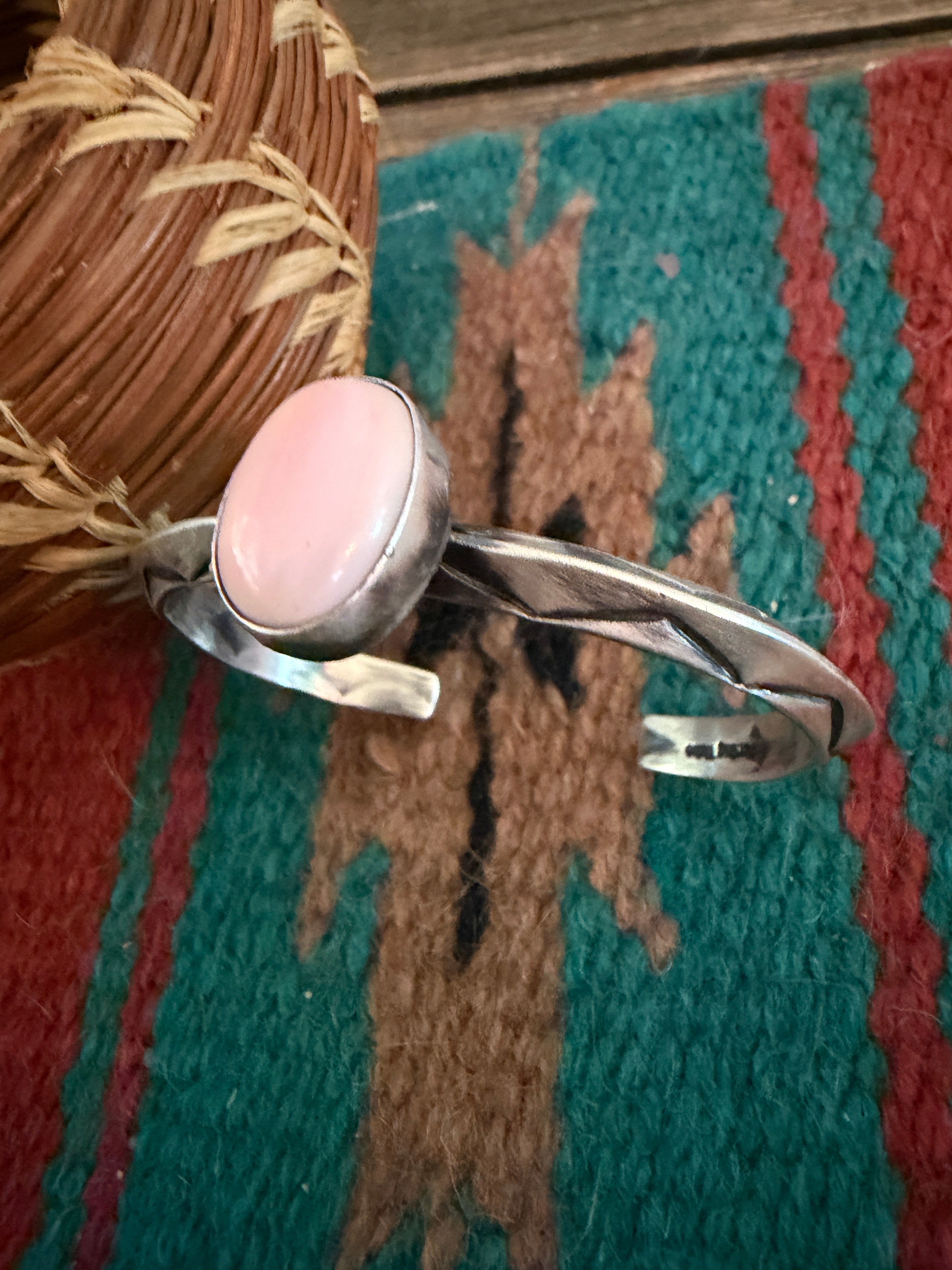 Handcrafted Queen Pink Conch & Sterling Silver Cuff Bracelet
