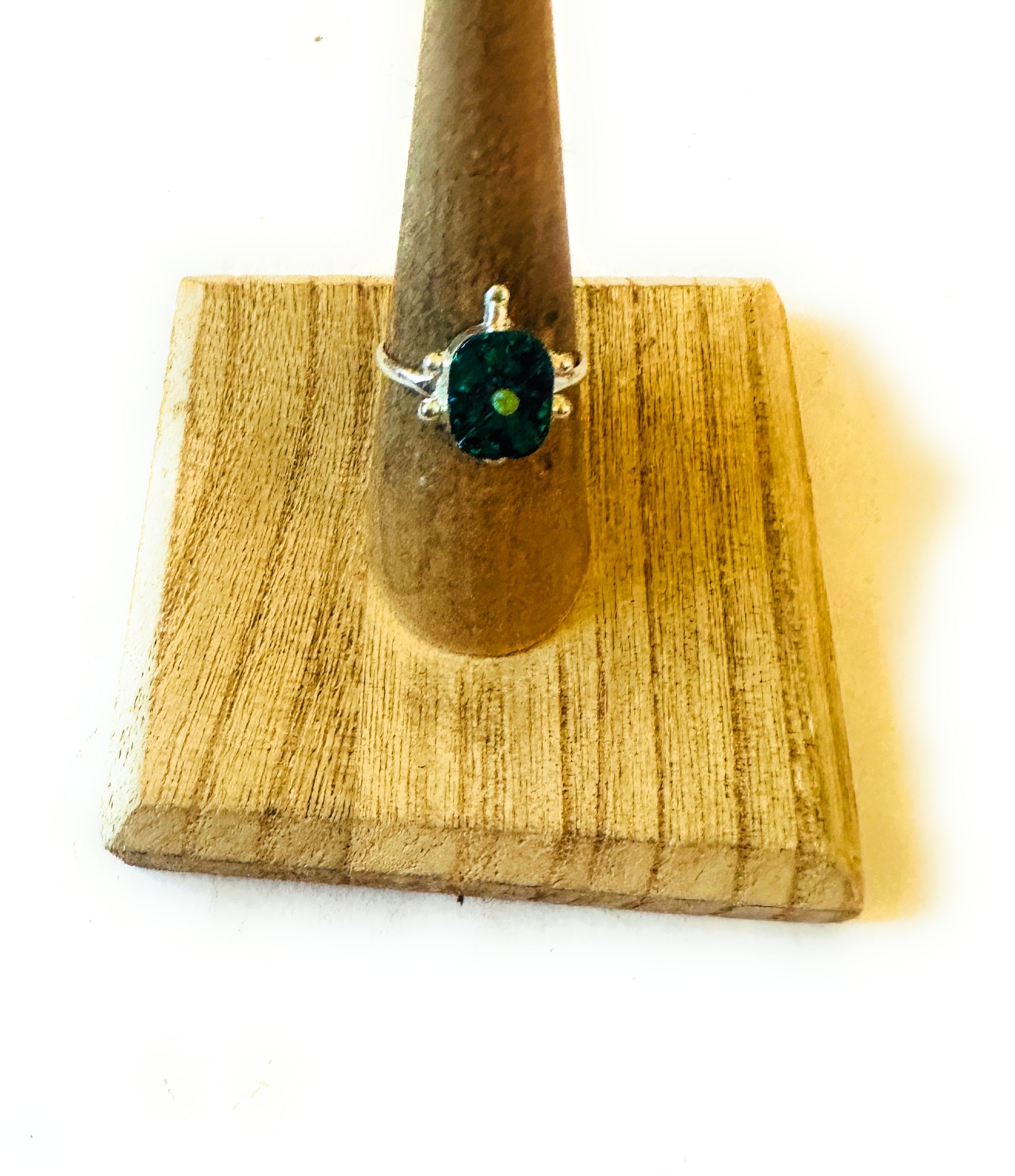 Handcrafted Sterling Silver & Green Opal Turtle Ring