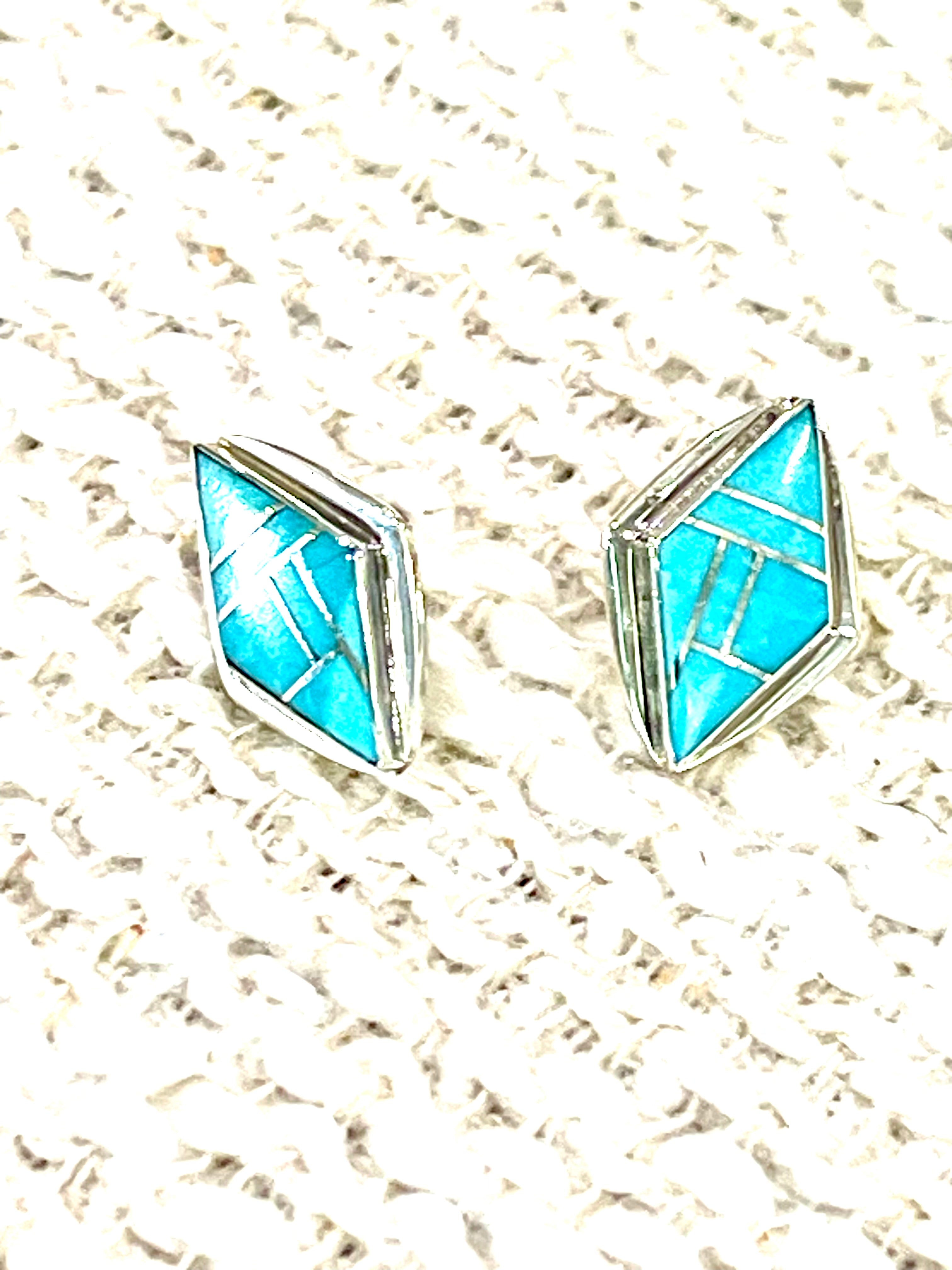 Gorgeous Handmade Turquoise & Sterling Silver Stud Earrings