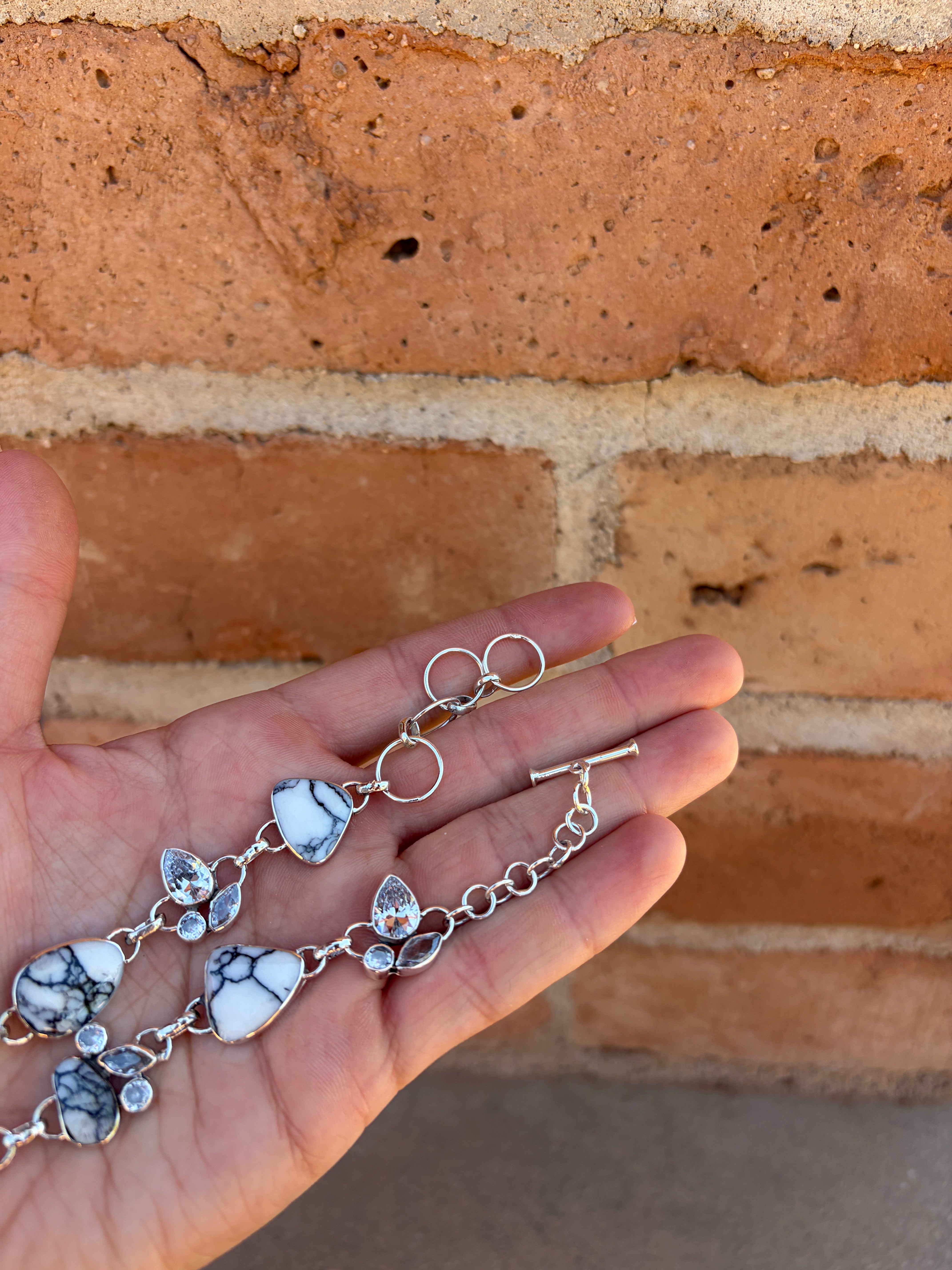 Handmade Sterling Silver and White Buffalo Chain Necklace