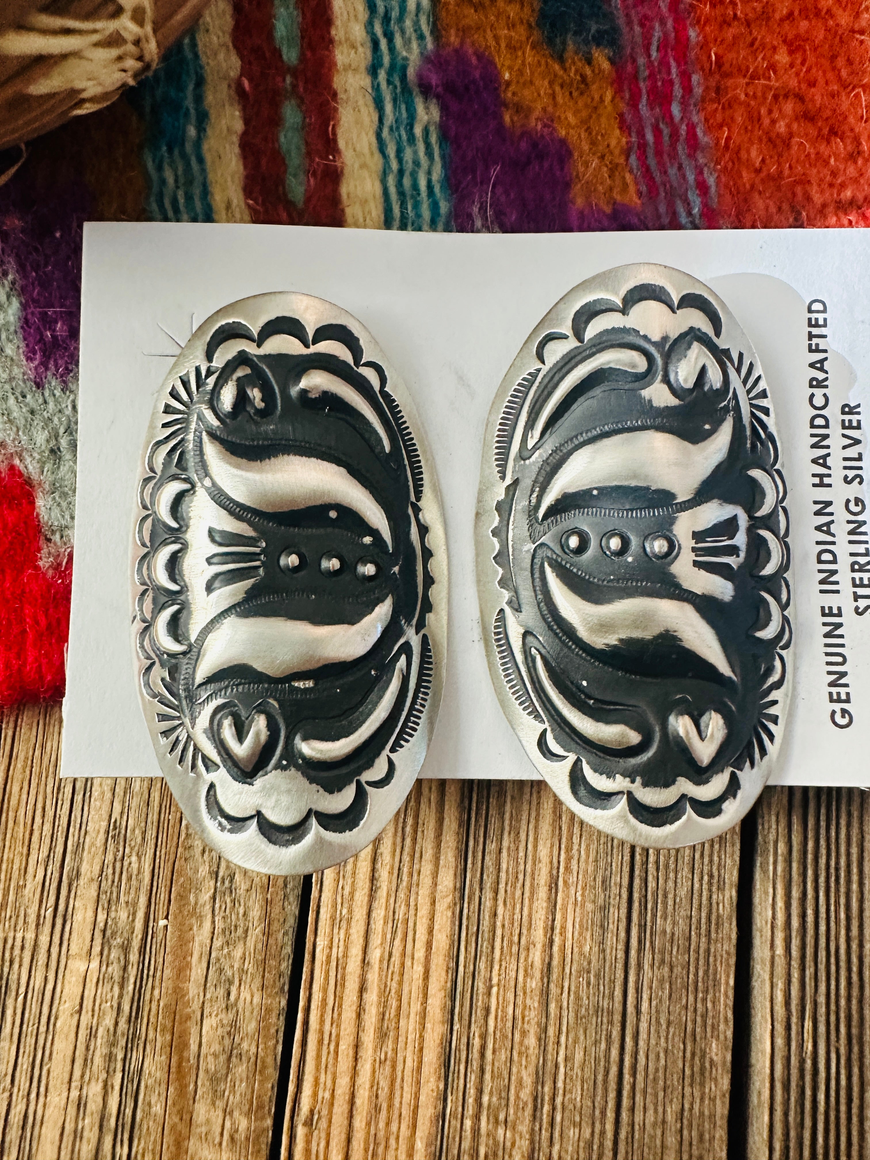 Handcrafted Sterling Silver Concho Post Earrings by Leander Tahe