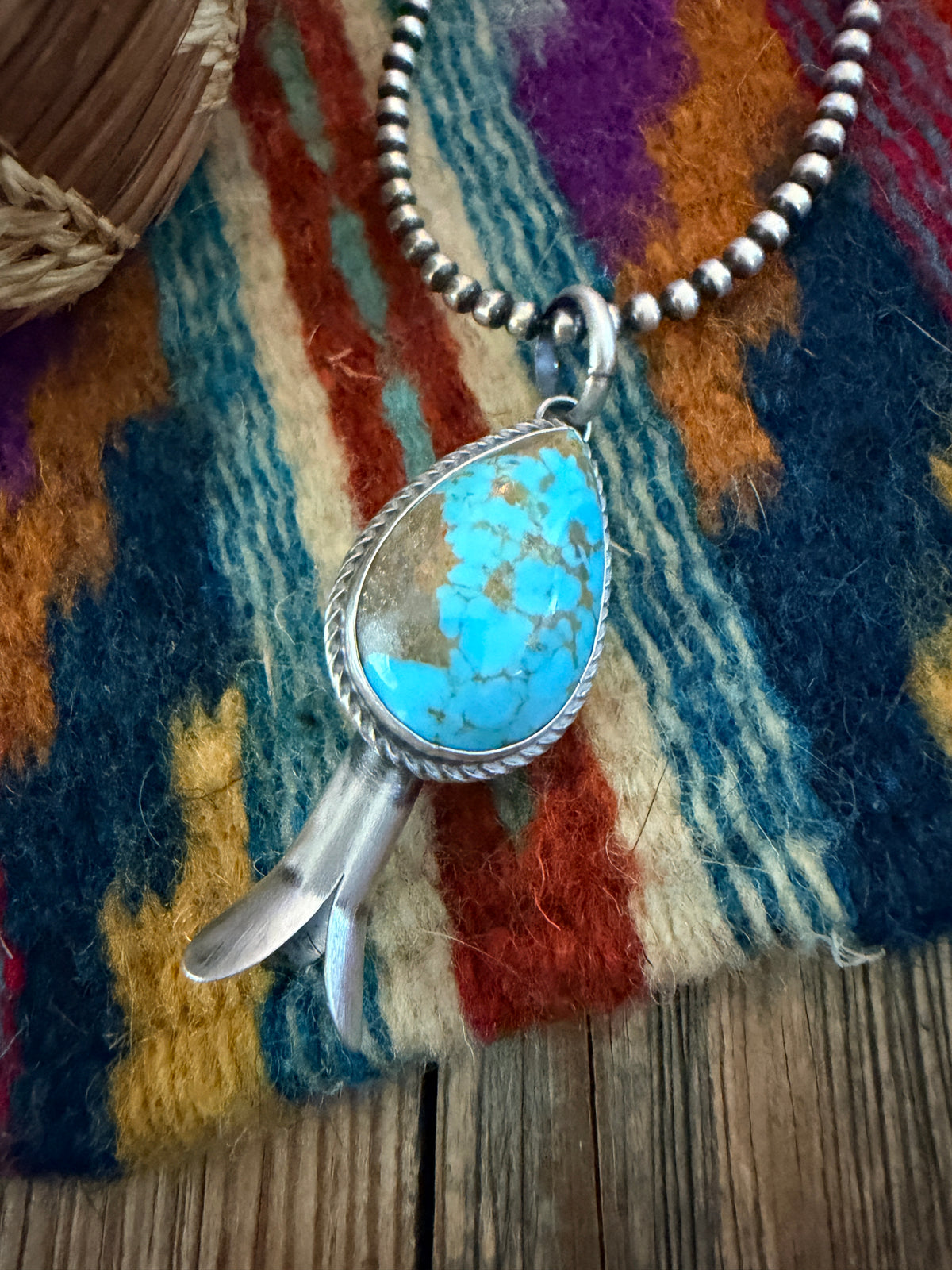 Handcrafted Sterling Silver & Turquoise Blossom Pendant