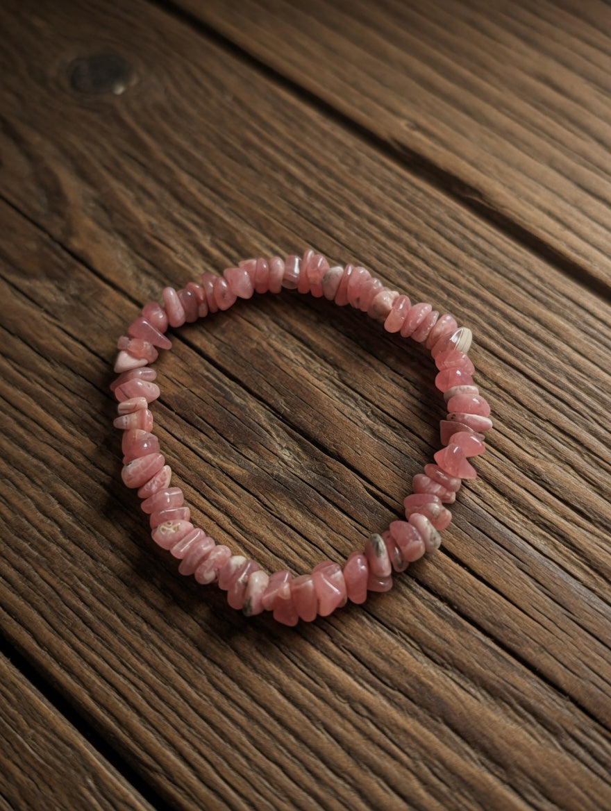 Rhodochrosite beaded Chips stretch bracelet