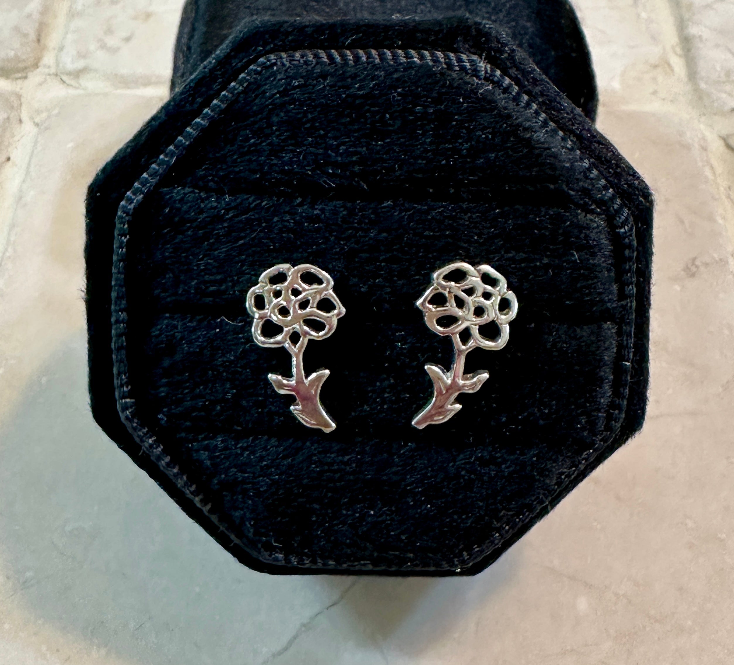 Sterling Silver Birthday Flower Stud Earrings January