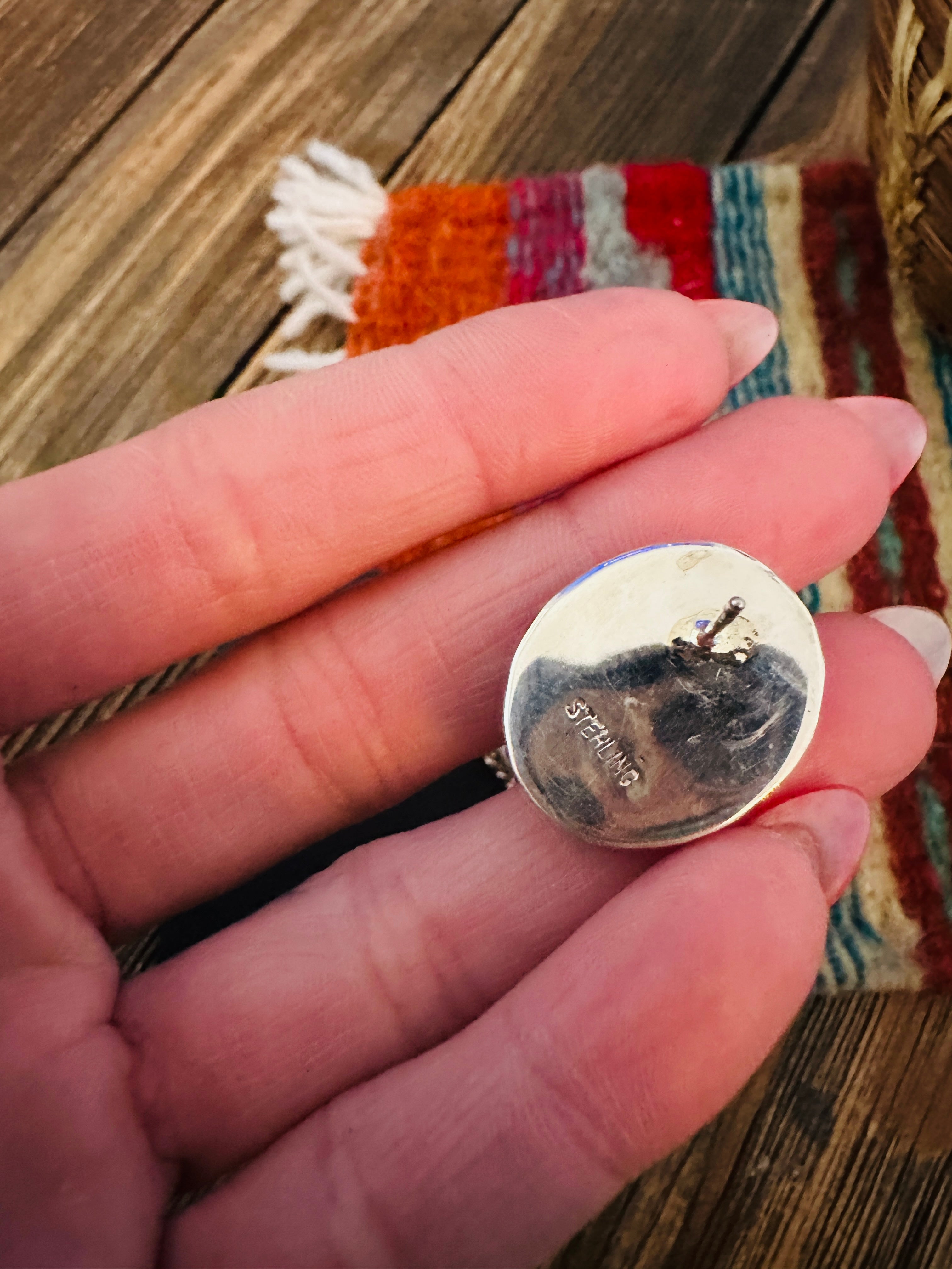 Handcrafted White Buffalo & Sterling Silver Post Earrings