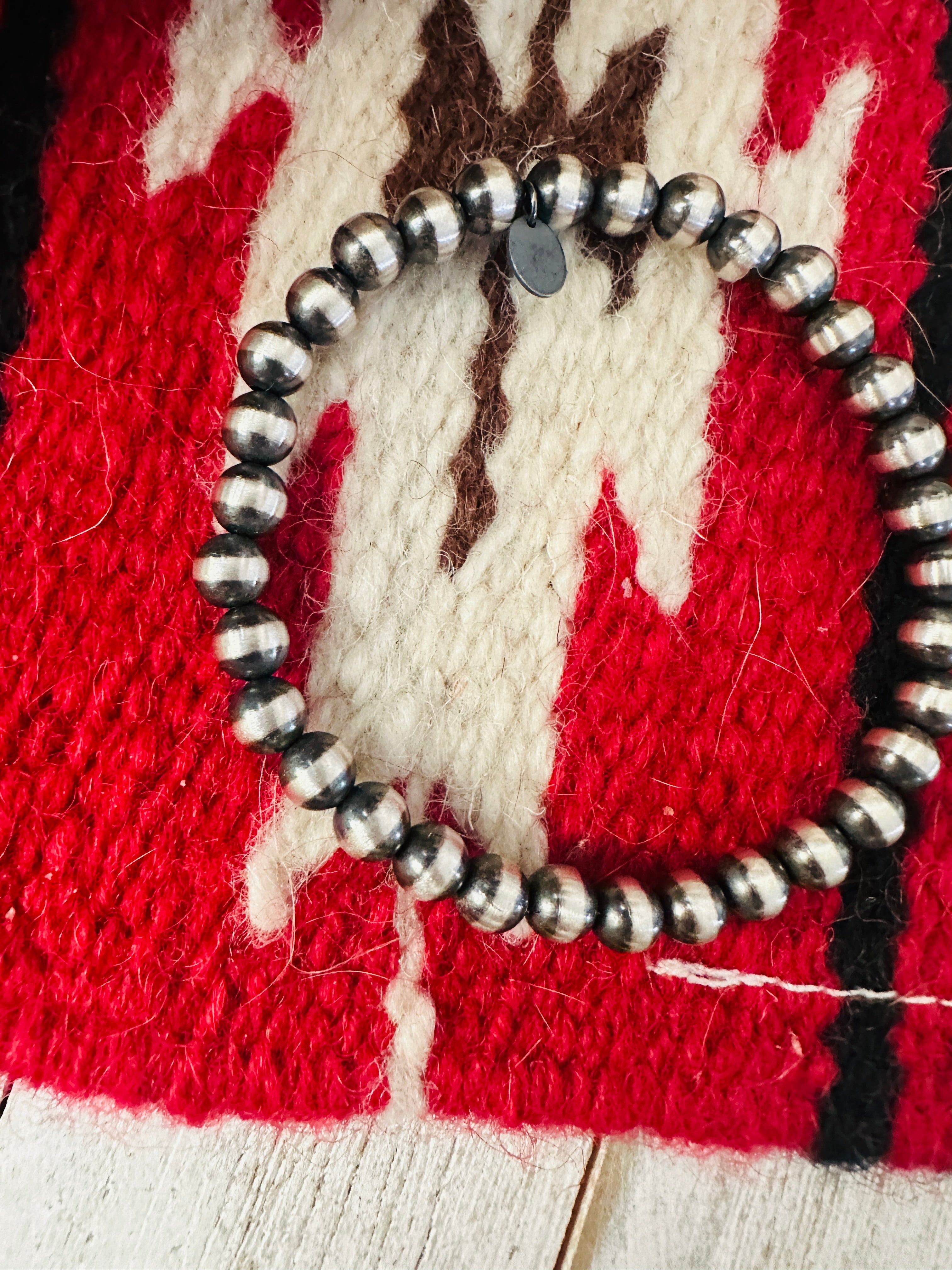 Handcrafted 6mm Sterling Silver Beaded Stretch Bracelet