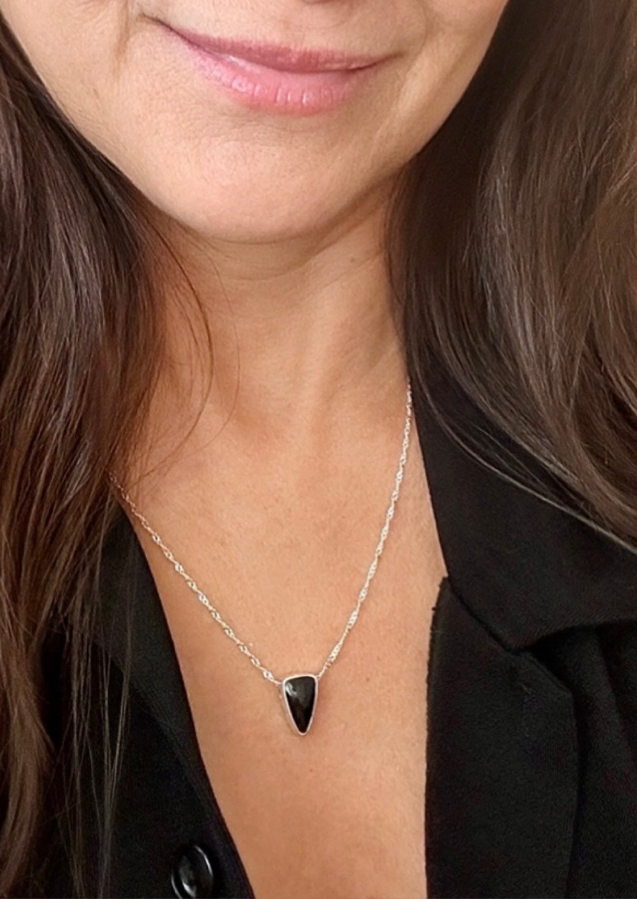 Black Onyx Triangle Necklace