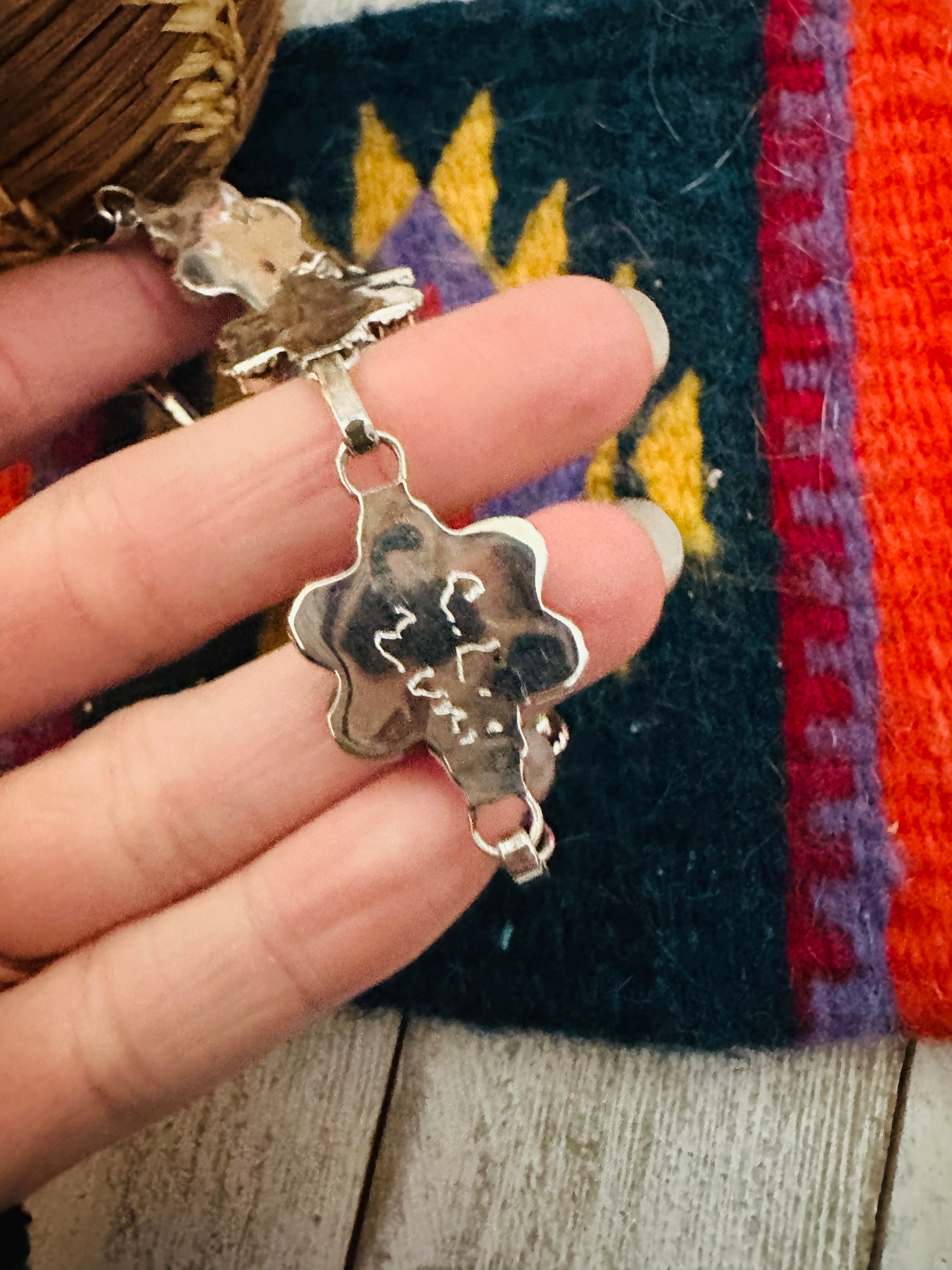 Handcrafted Multicolor Opal & Sterling Silver Flower Link Bracelet