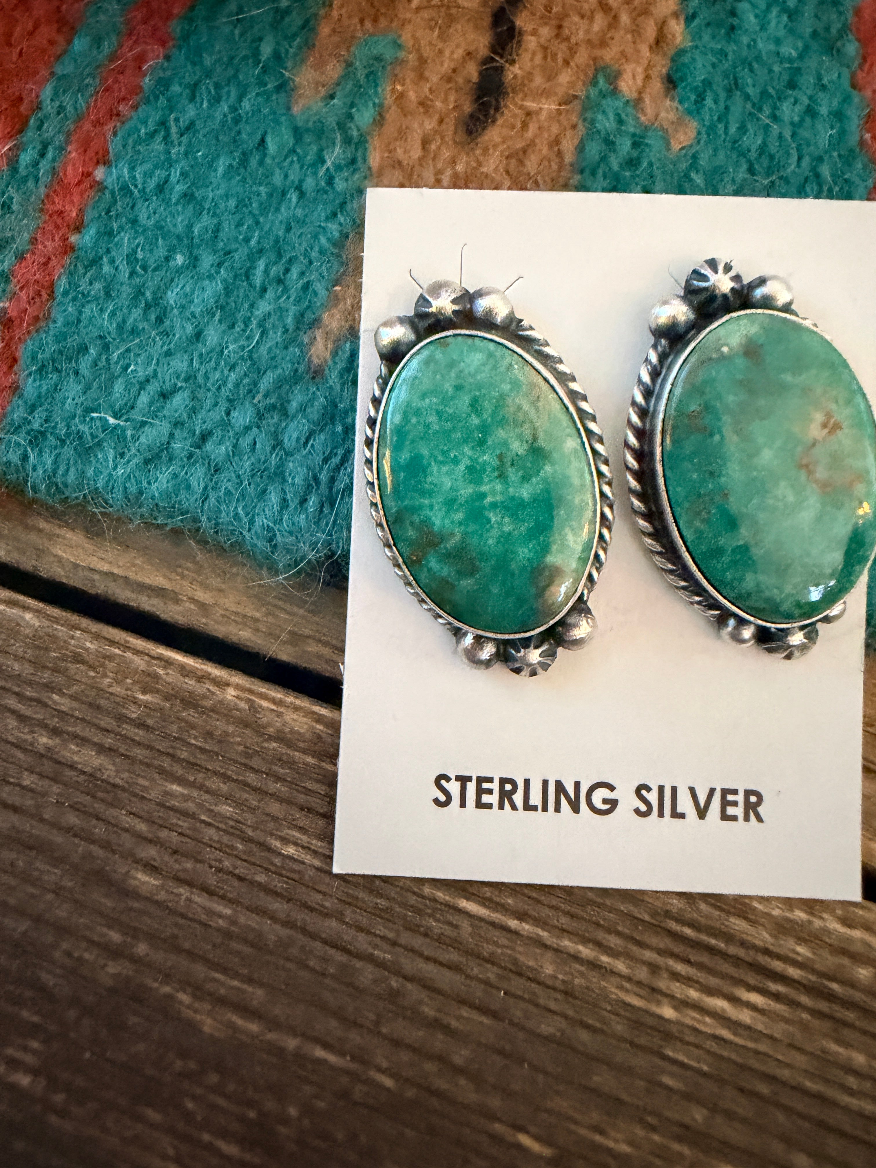 Handcrafted Turquoise & Sterling Silver Post Earrings