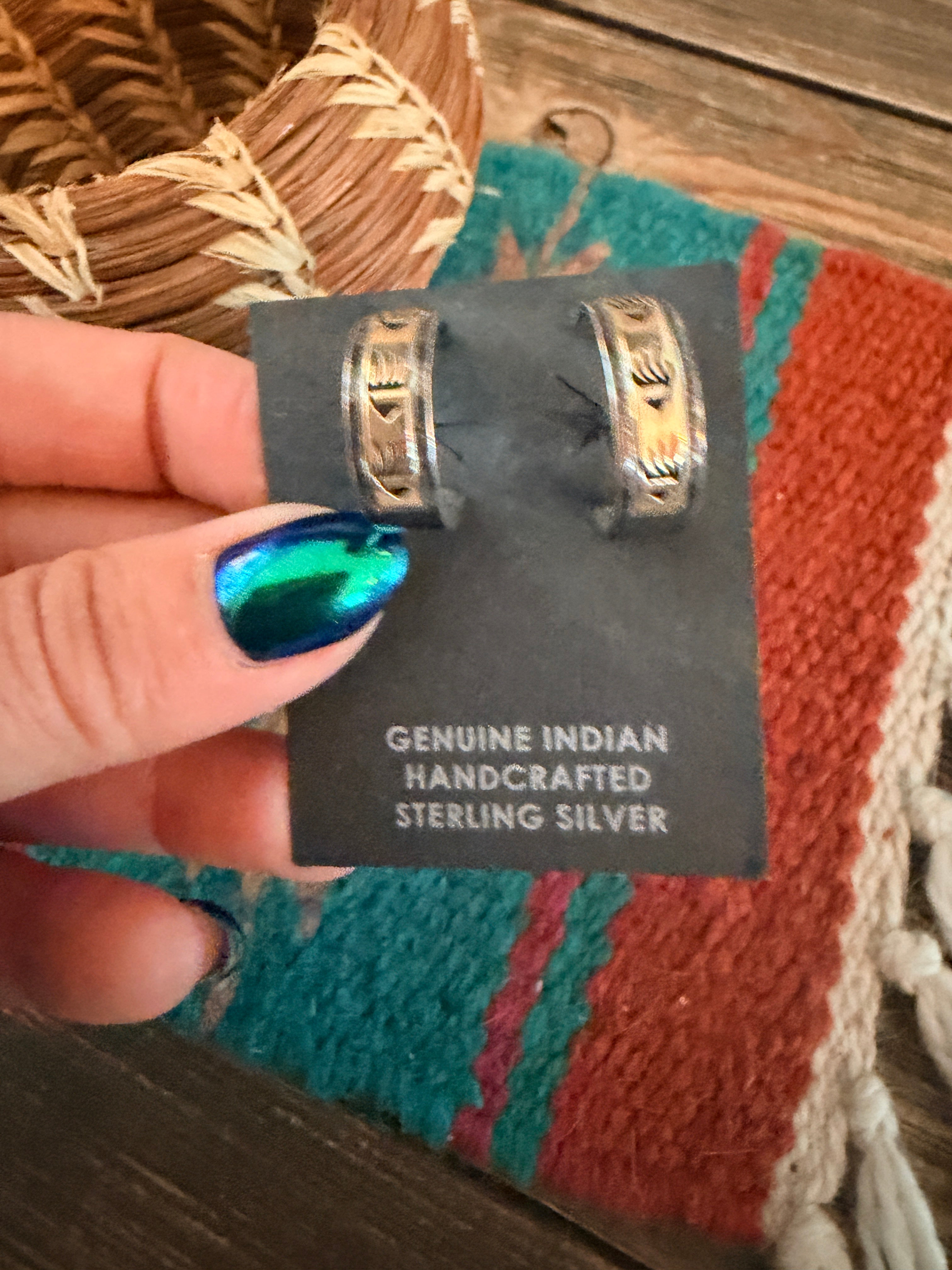 Handcrafted Old Pawn Sterling Silver with 14K Gold Overlay Hoop Earrings