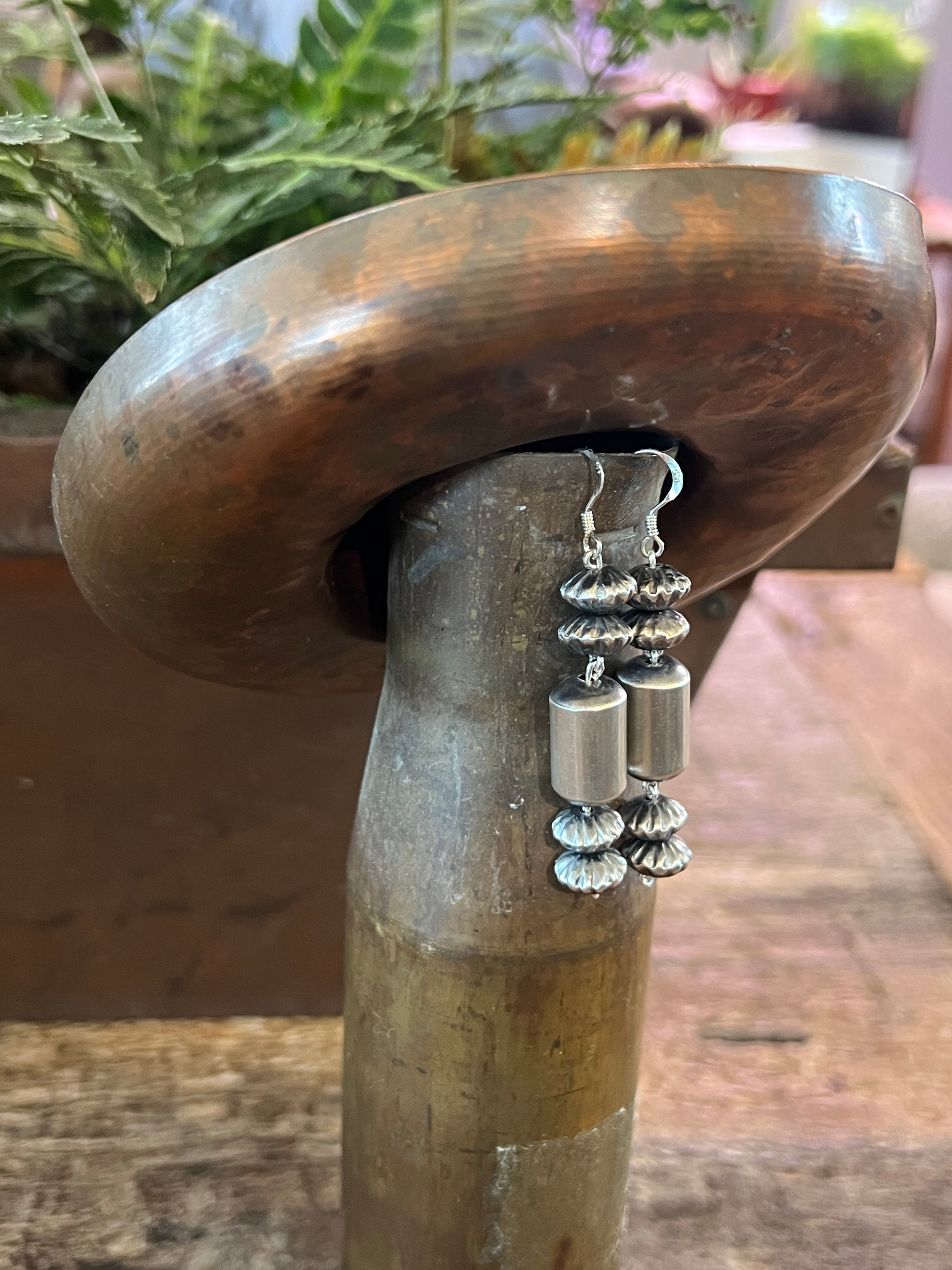 Handcrafted Sterling Handmade Linked Bead Drop Earrings by Crystal Haley