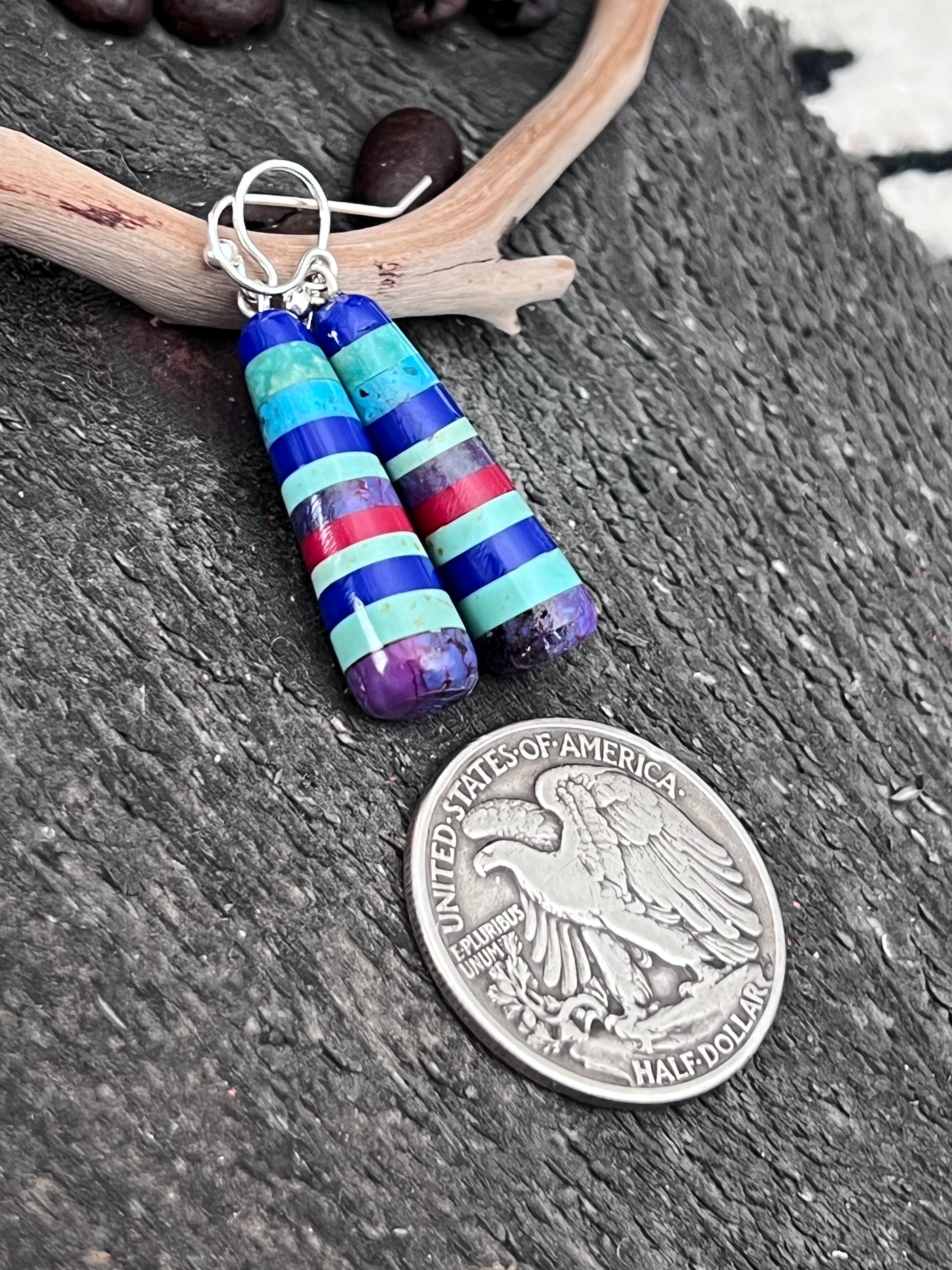Santo Domingo Layered Multistone Earrings by Ronald Chavez, Stacked Gems #7