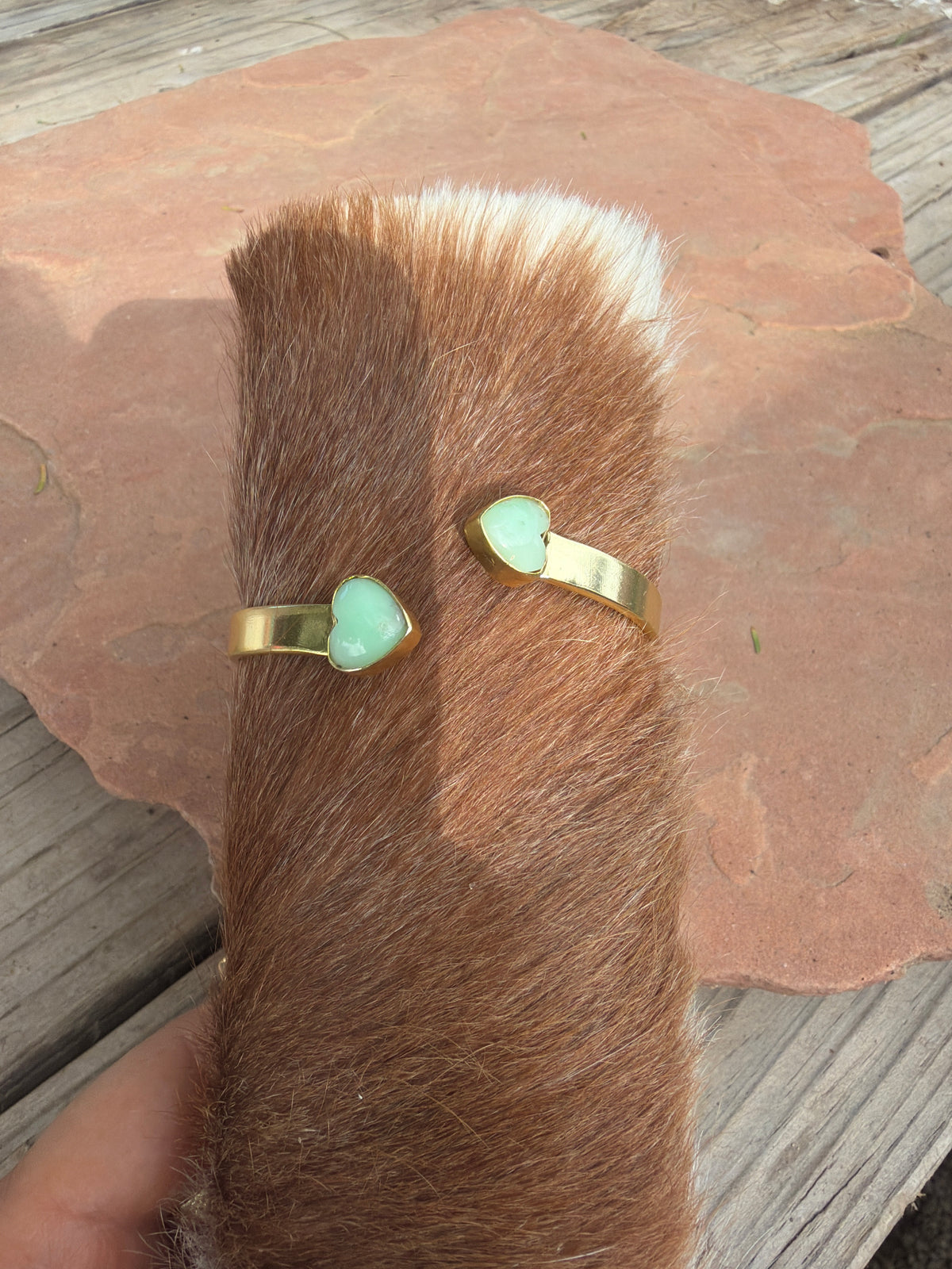 “The Golden Collection” Painted Desert Handmade Paloma Gold Plated Adjustable Heart Bracelet Cuff STYLE 4