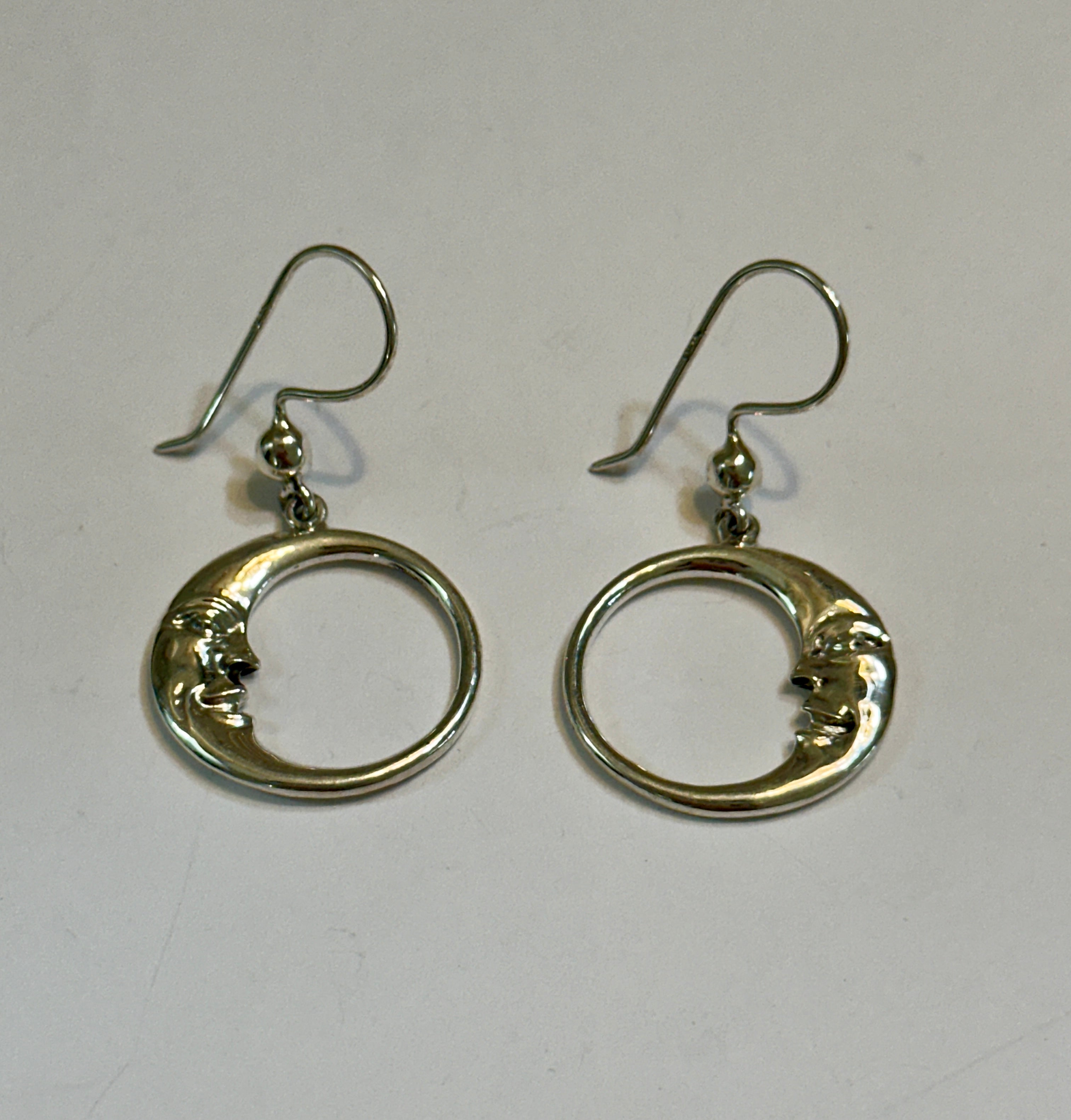 Moon Face Sterling Silver Earrings