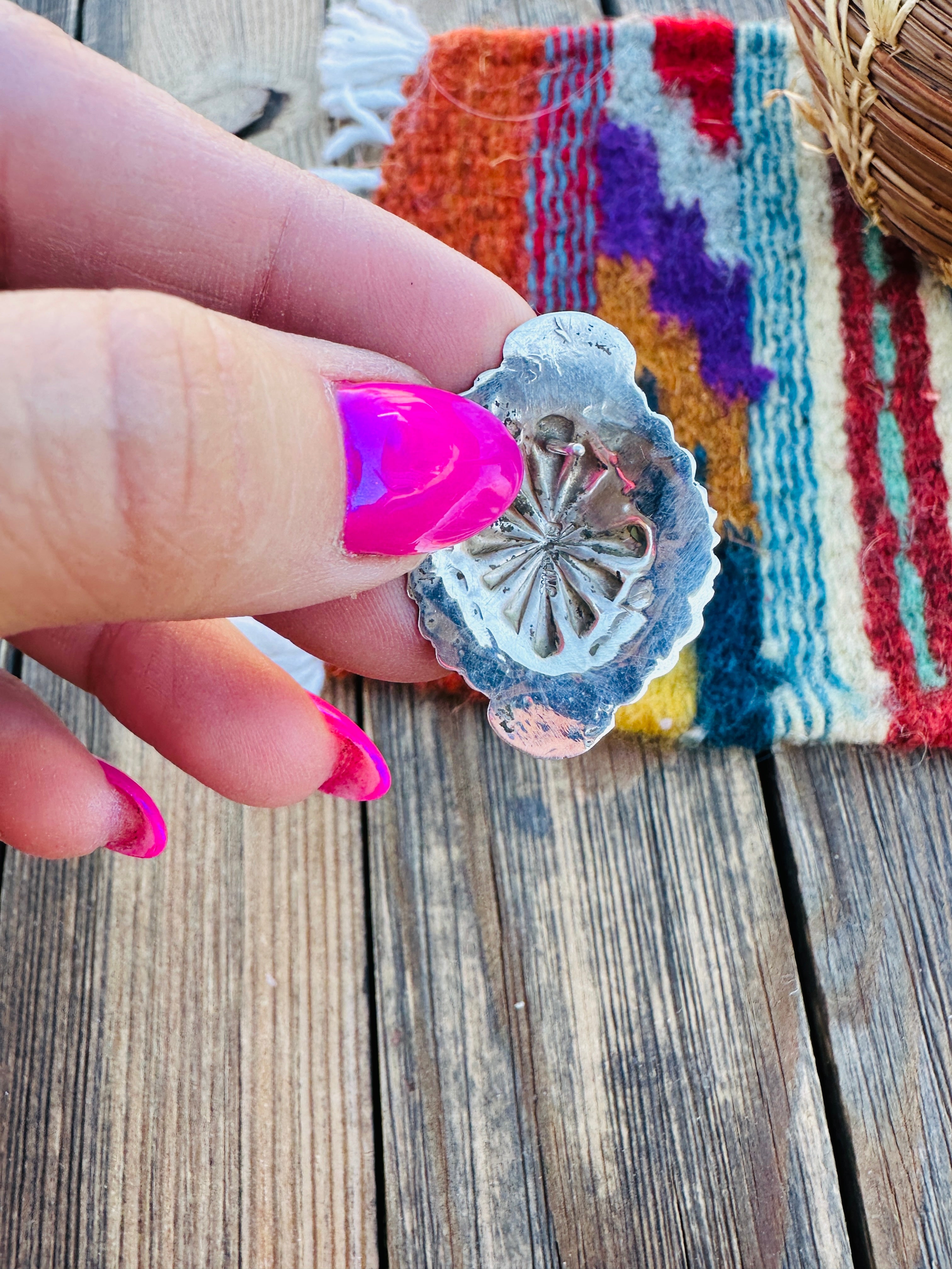 Handcrafted Turquoise & Sterling Silver Concho Post Earrings