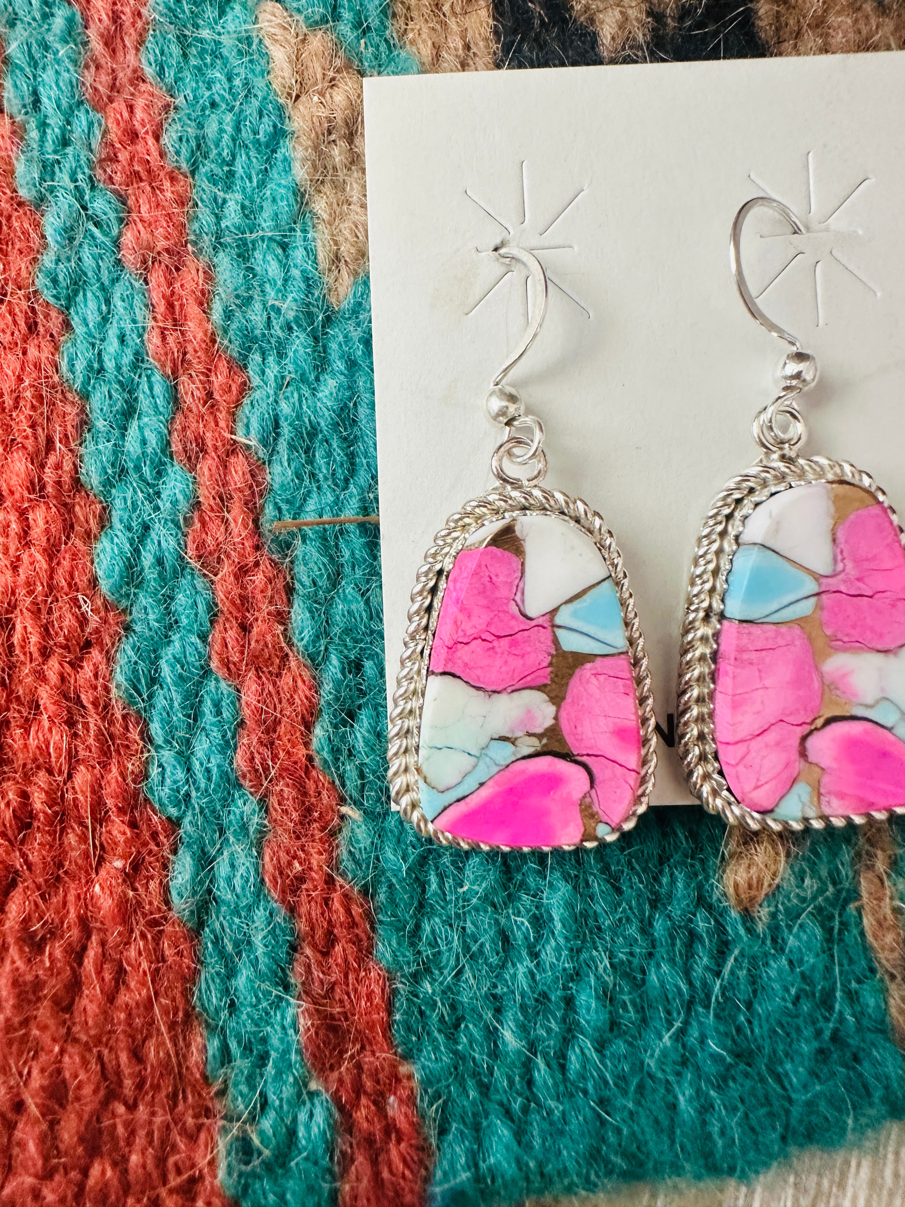 Handcrafted Cotton Candy and Sterling Silver Dangle Earrings