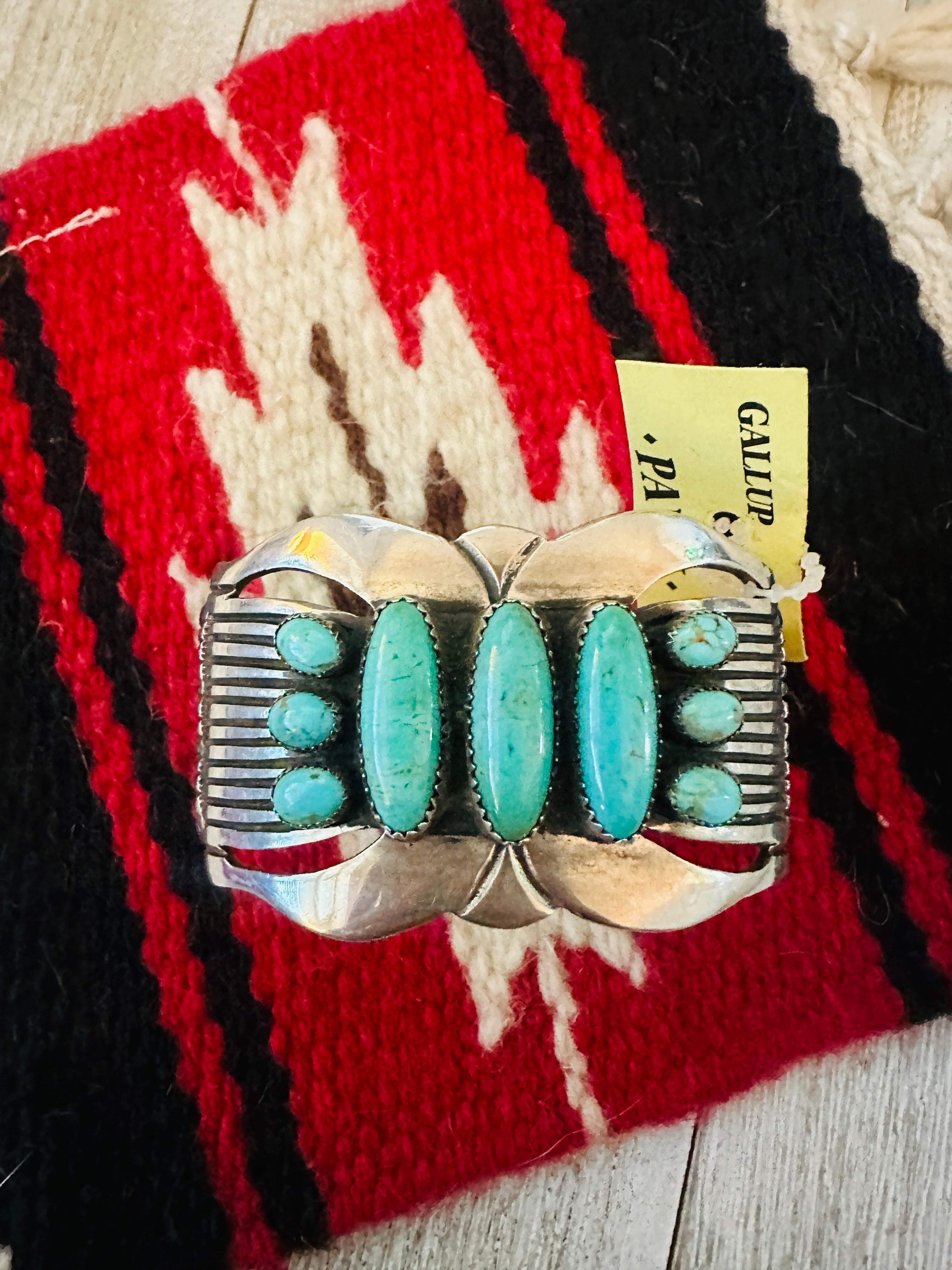 Old Pawn Sterling Silver & Turquoise Cuff Bracelet /