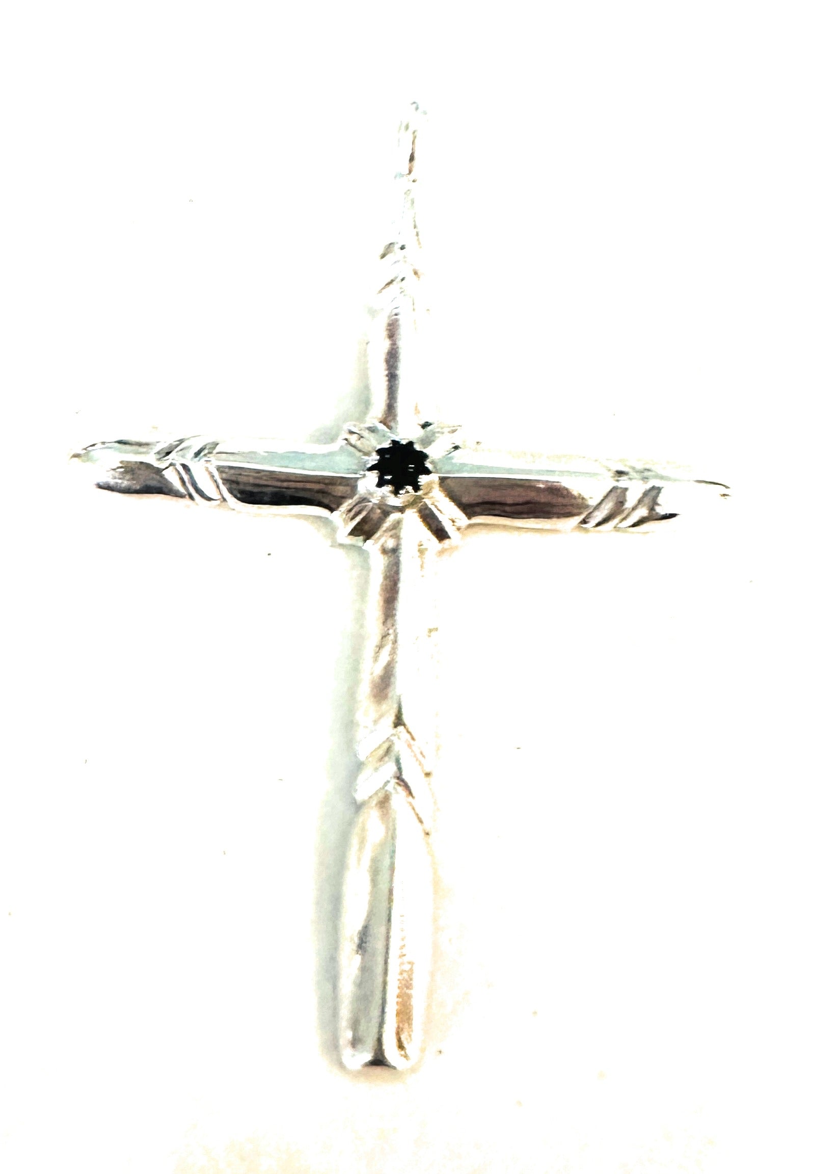 Black Onyx & Sterling Silver Cross Pendant