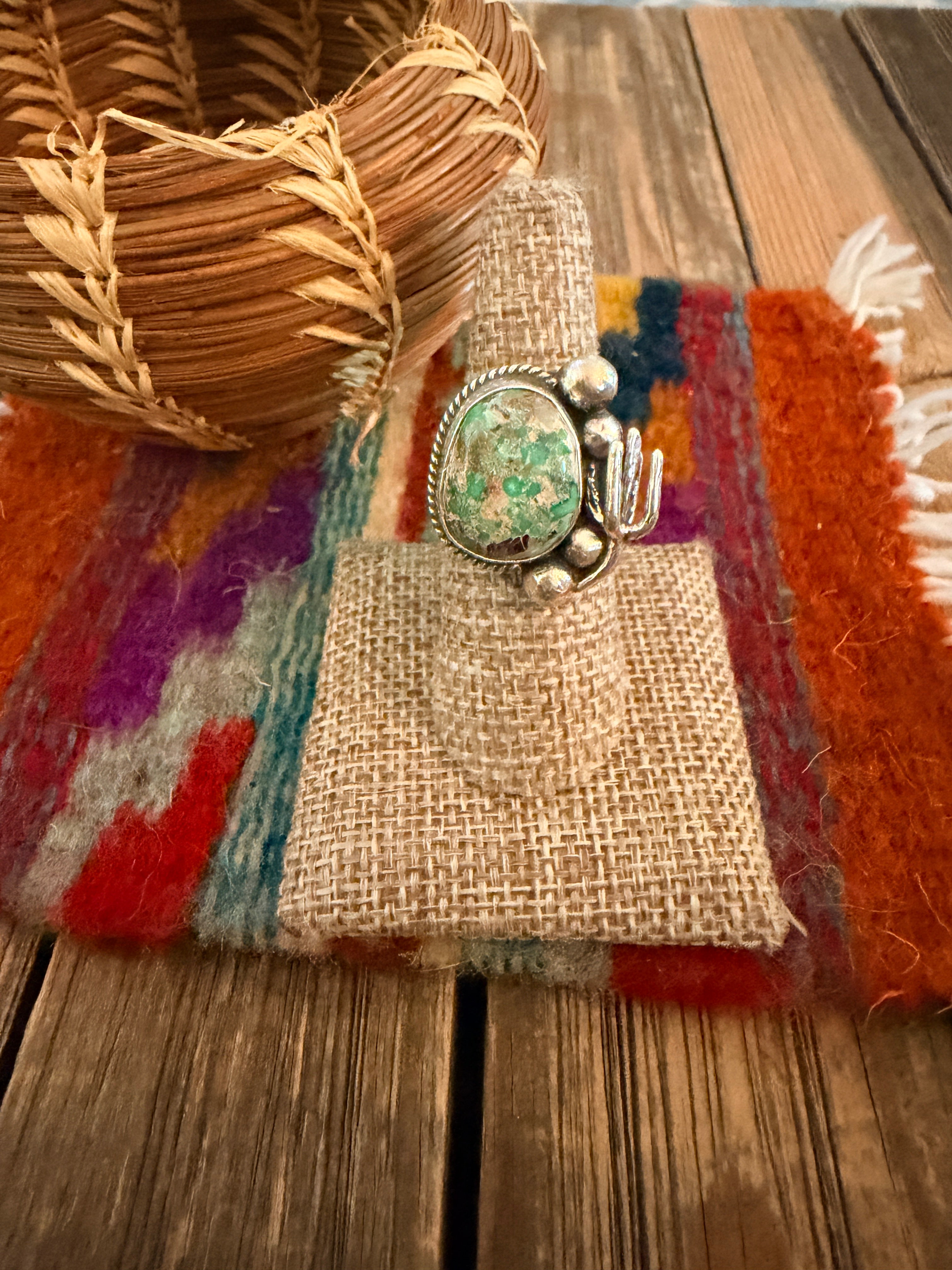 Handmade Sterling Silver and Turquoise Adjustable Ring