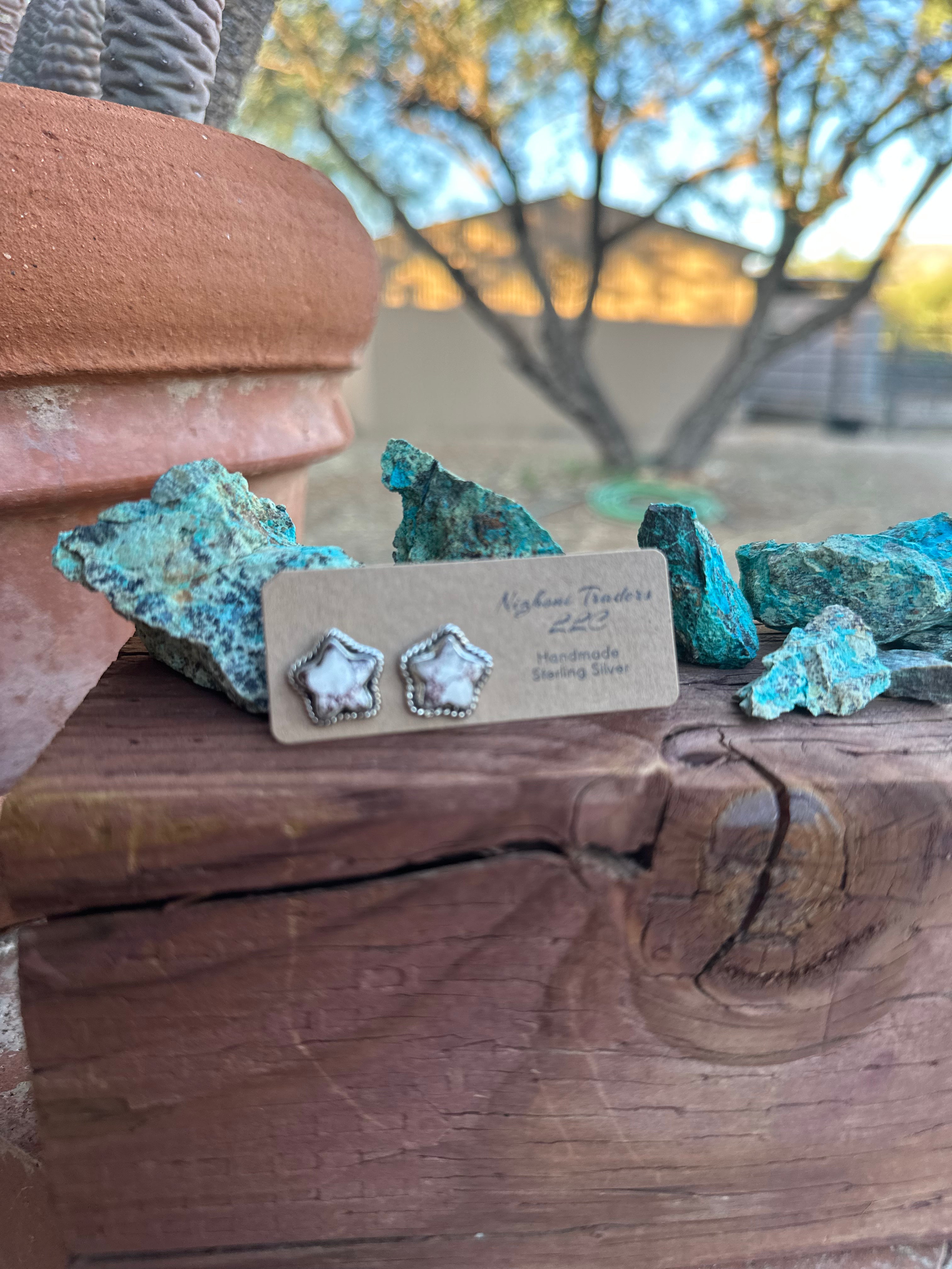 Sizzling Handmade Star Sterling Silver & Wild Horse Post Earrings