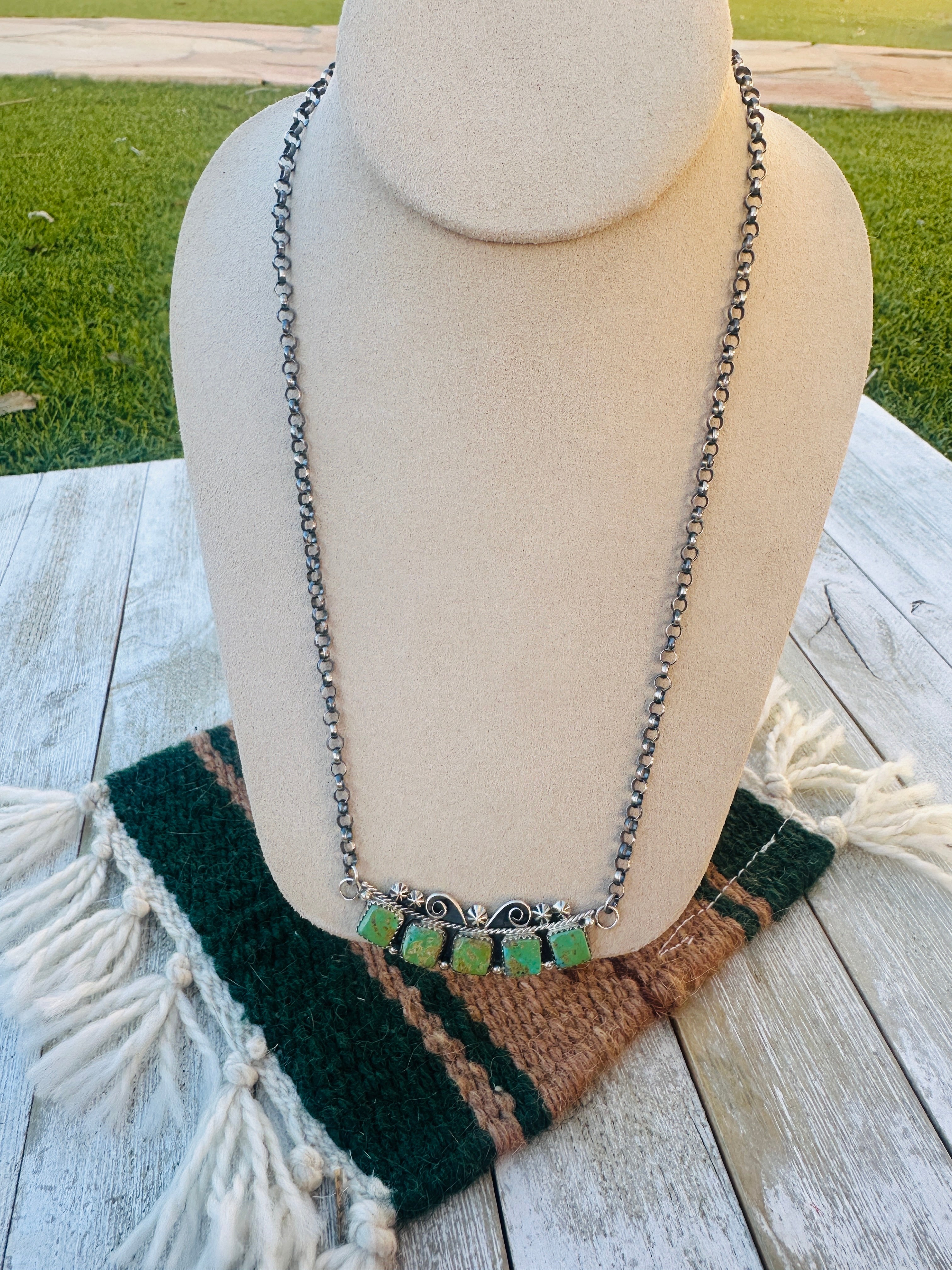 Handcrafted Turquoise & Sterling Silver Necklace by Jacqueline Silver