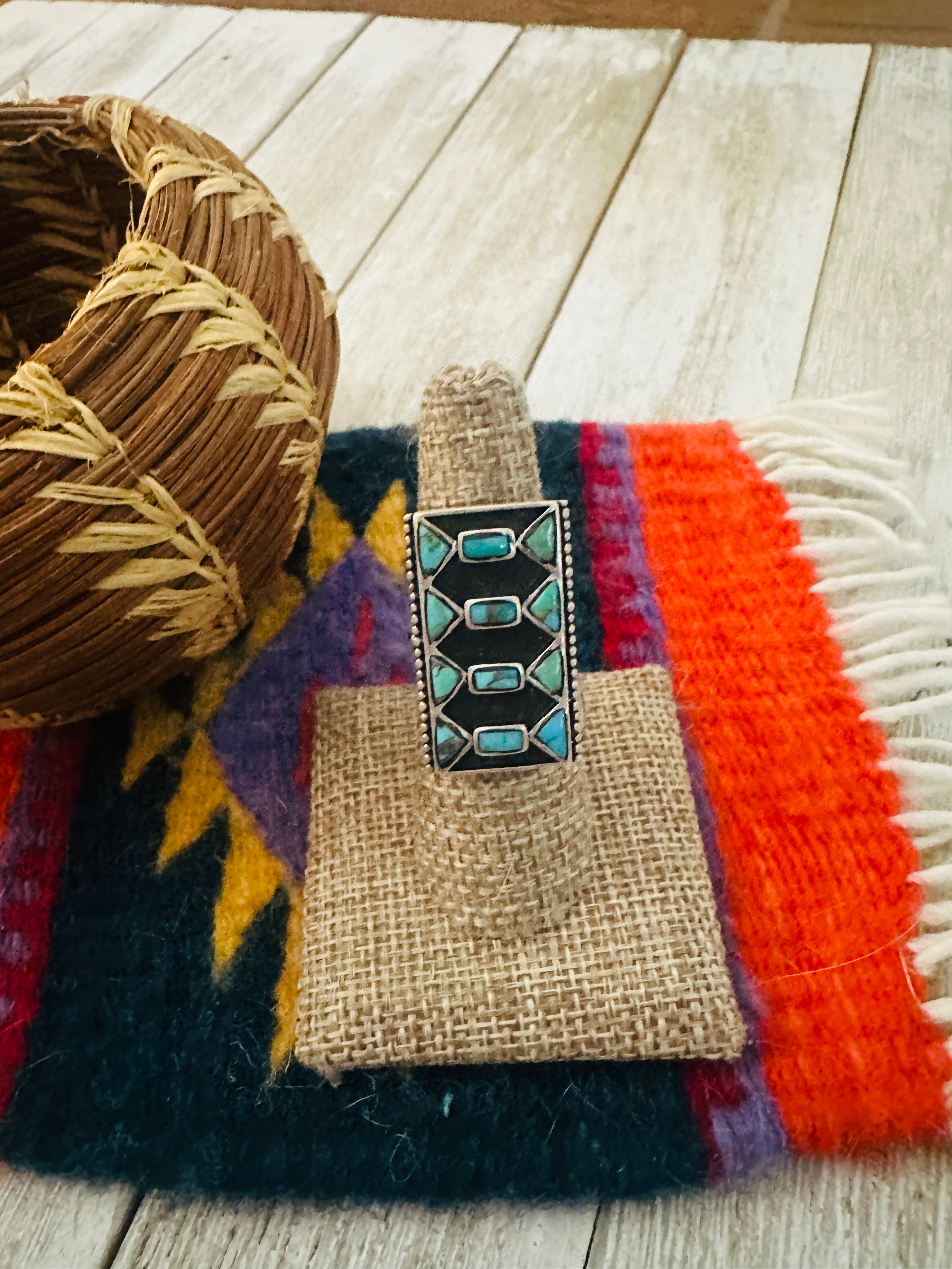 Handcrafted Turquoise & Sterling Silver Ring size 6.5