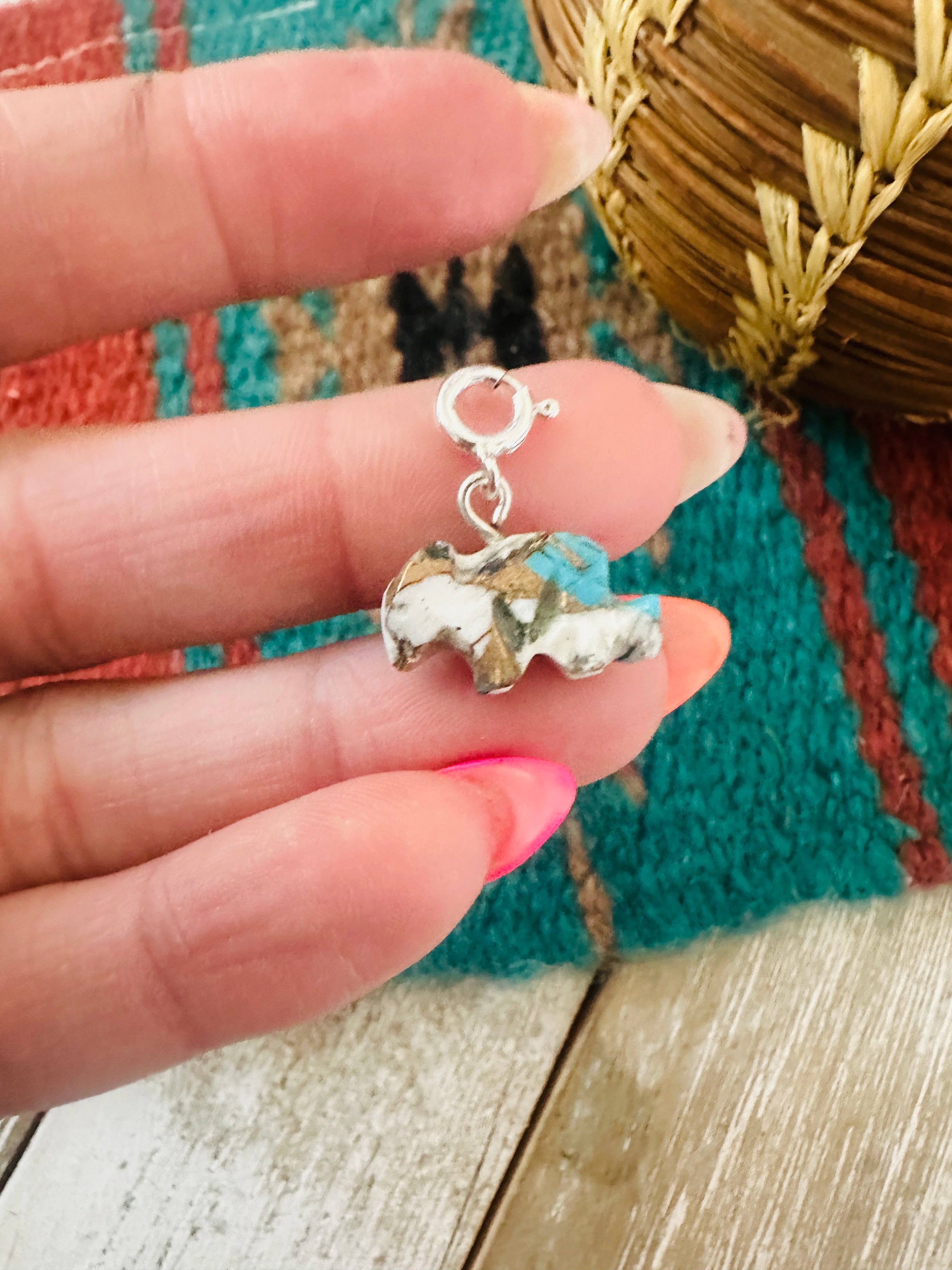 Handcrafted & Hand Carved Blue Mojave Rabbit Charm