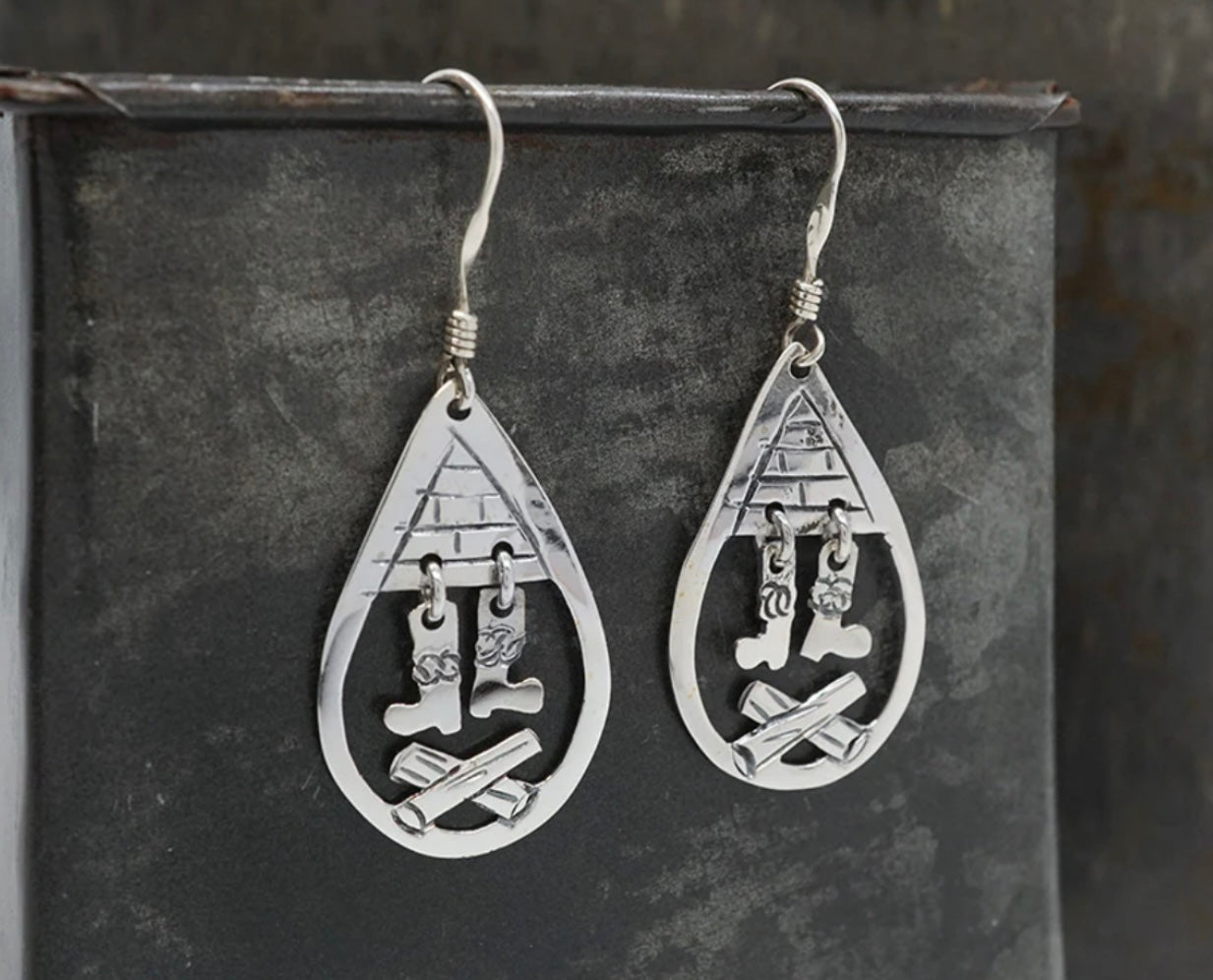 Santa’s Boot Sterling Silver Earrings