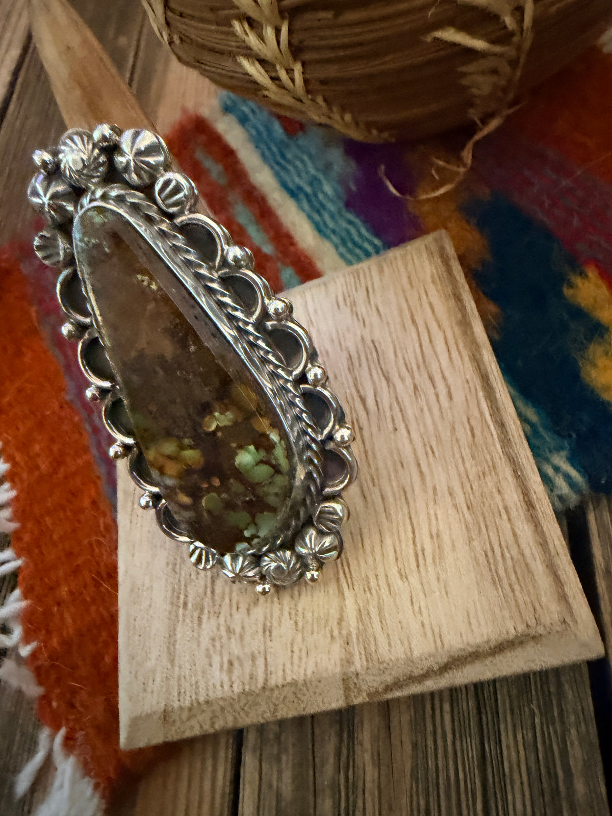 Handcrafted Royston Turquoise & Sterling Silver Ring 9 by Rosella Paxson