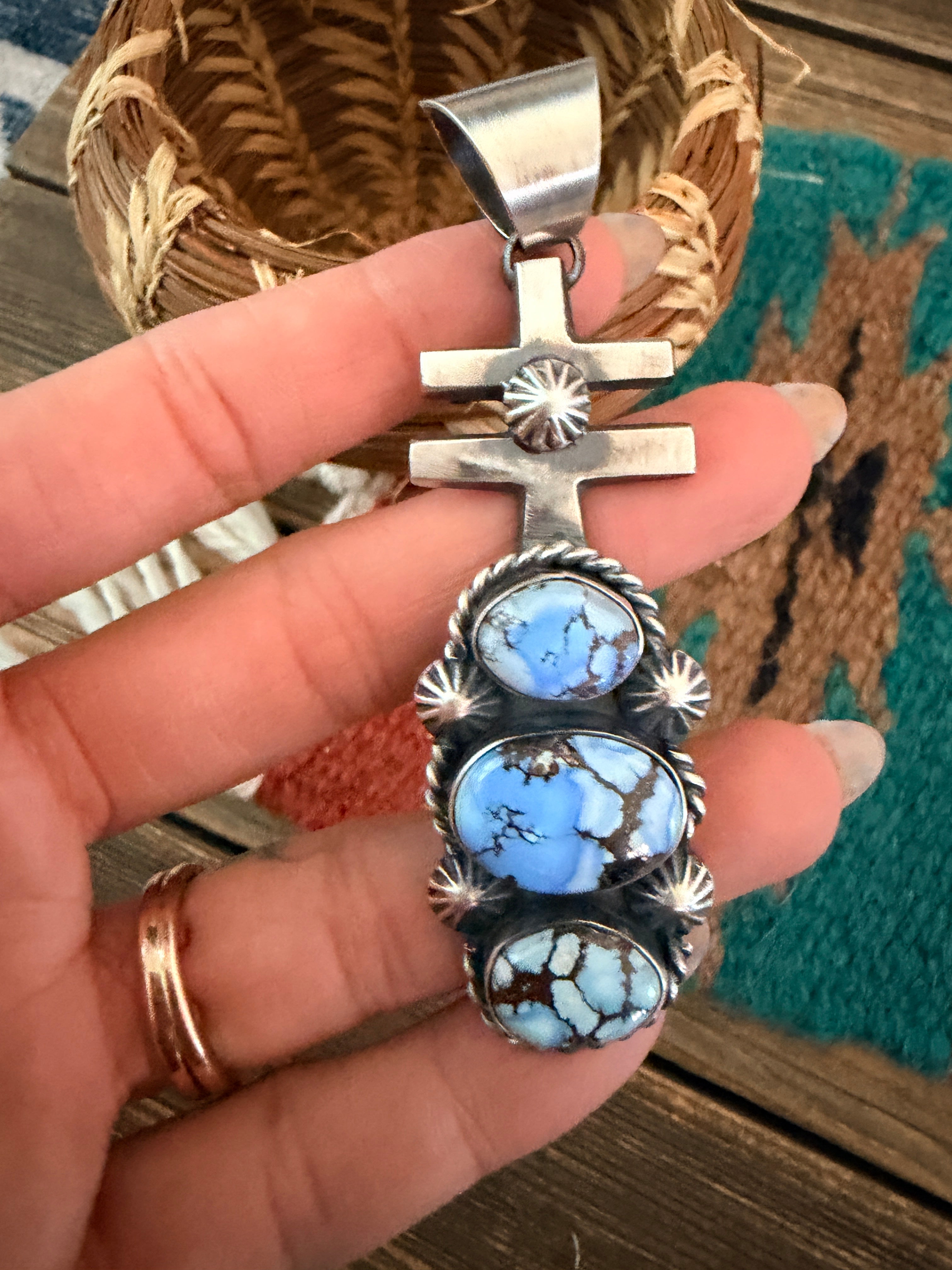 Handcrafted Sterling Silver & Golden Hills Turquoise Pendant by Chimney Butte