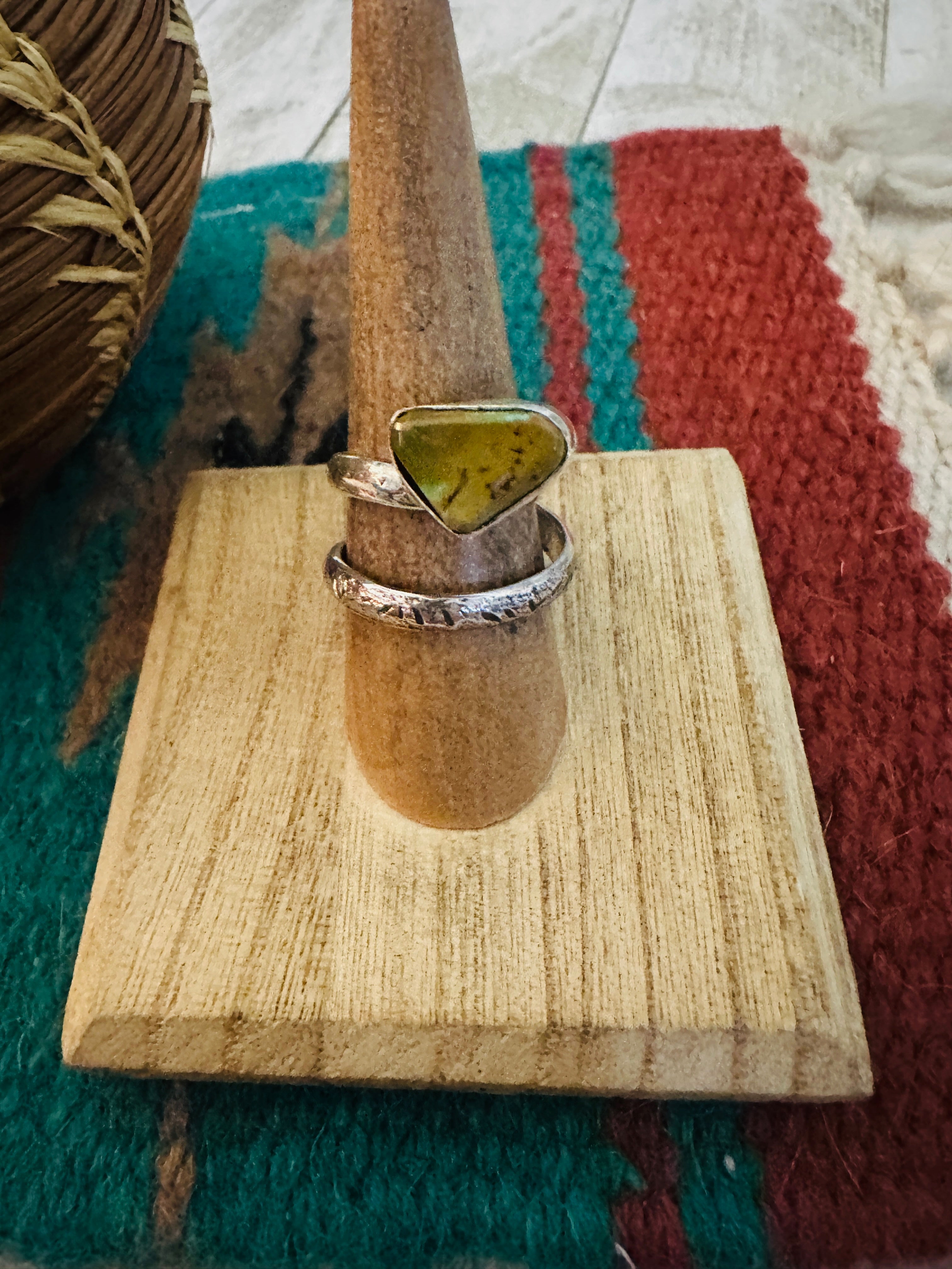 Handcrafted Sterling Silver & Turquoise Adjustable Ring