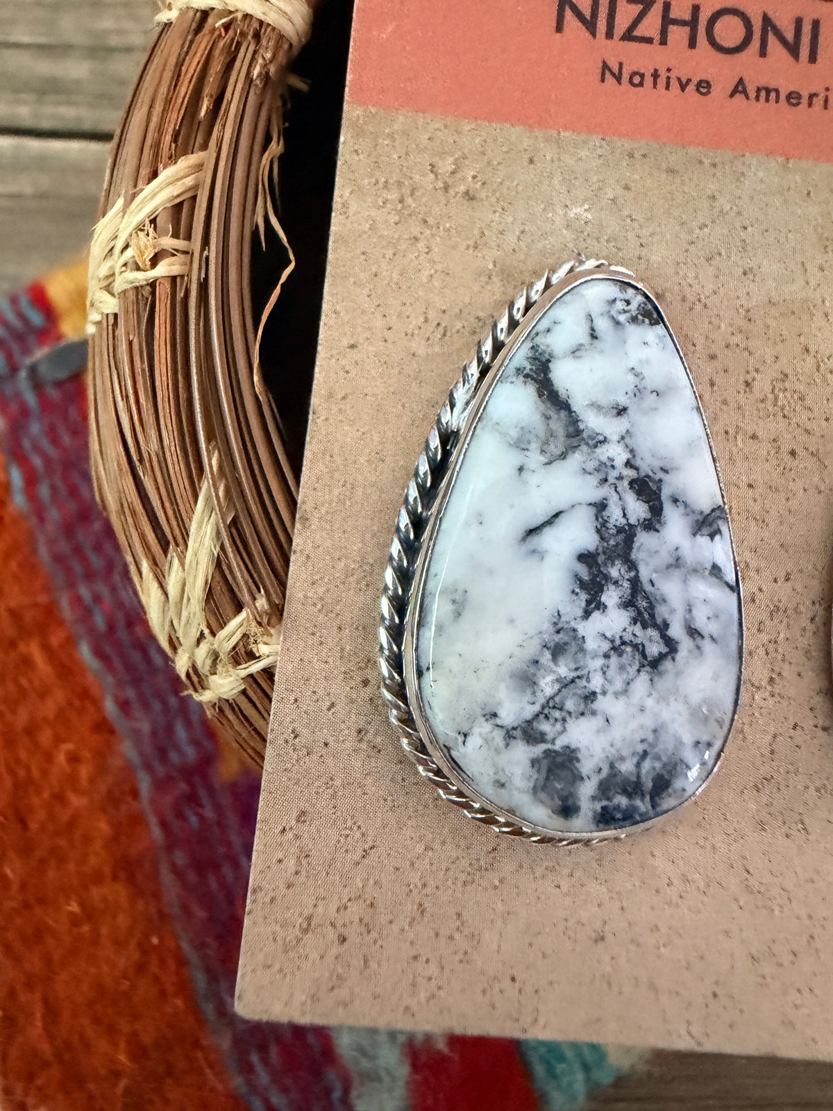 Handcrafted White Buffalo & Sterling Silver Post Earrings