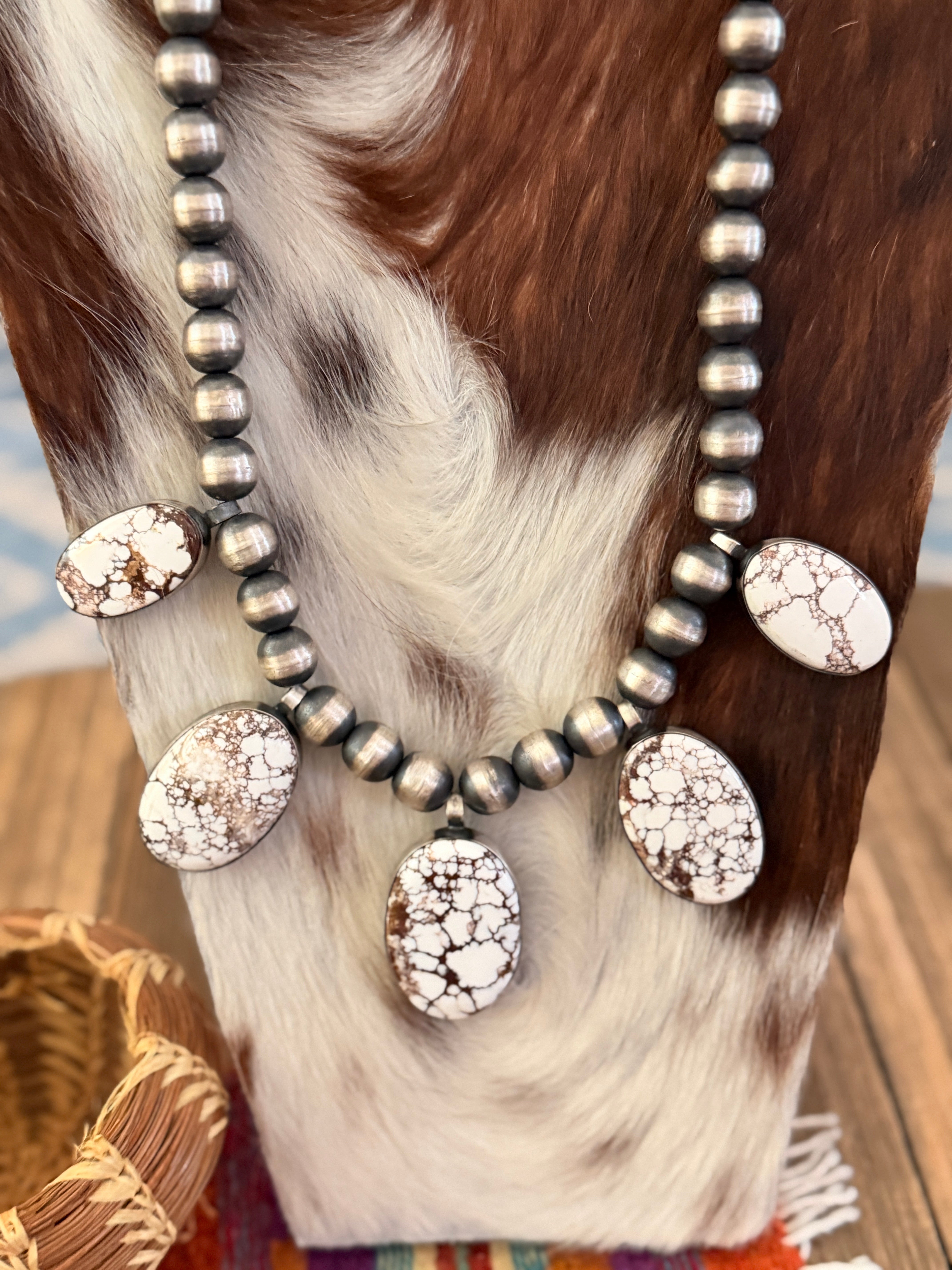 Handcrafted Wild Horse & Sterling Silver Beaded Necklace