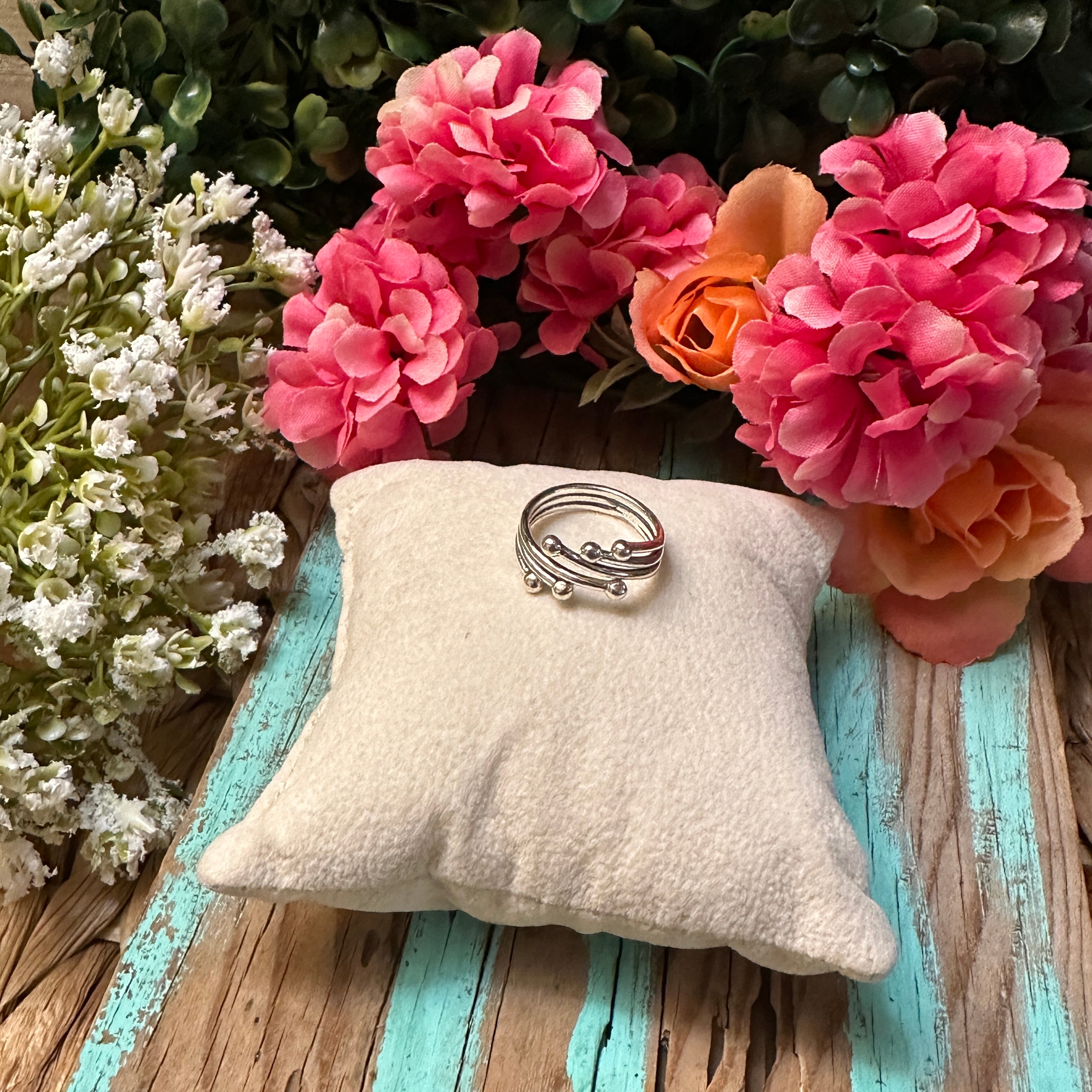 Sterling Silver Etched Three Strand Ring