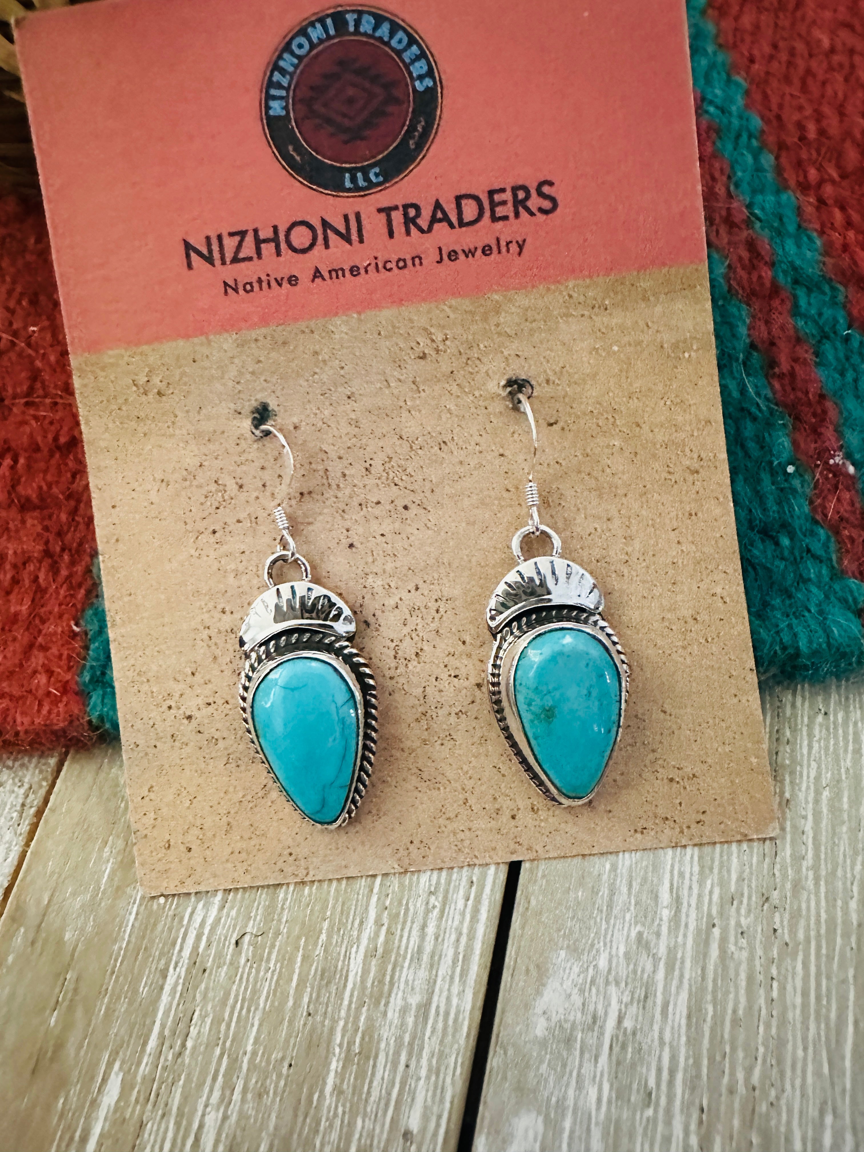 Handcrafted Turquoise & Sterling Silver Dangle Earrings
