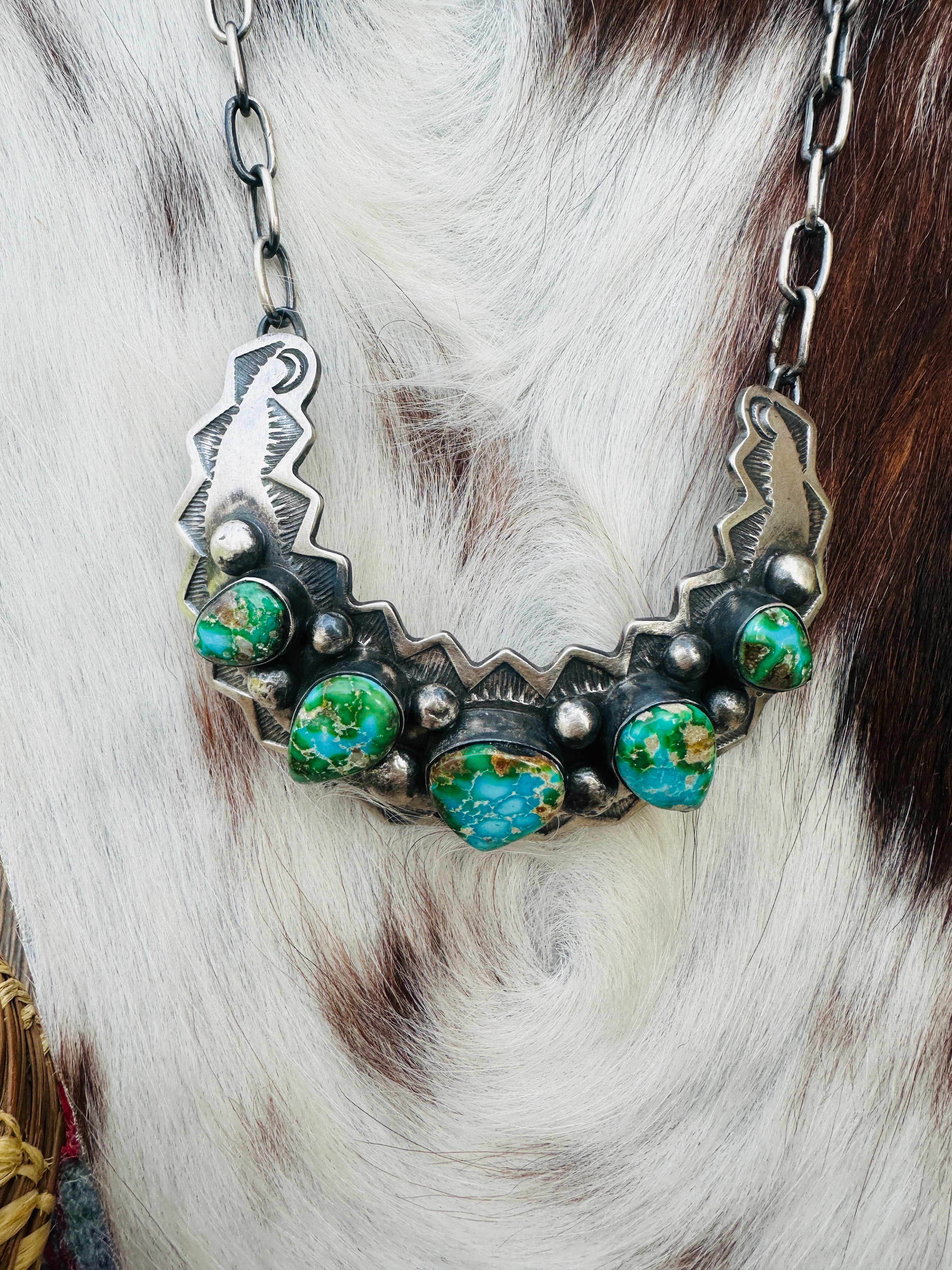 Handcrafted Sonoran Mountain Turquoise & Sterling Silver Necklace by Chimney Butte