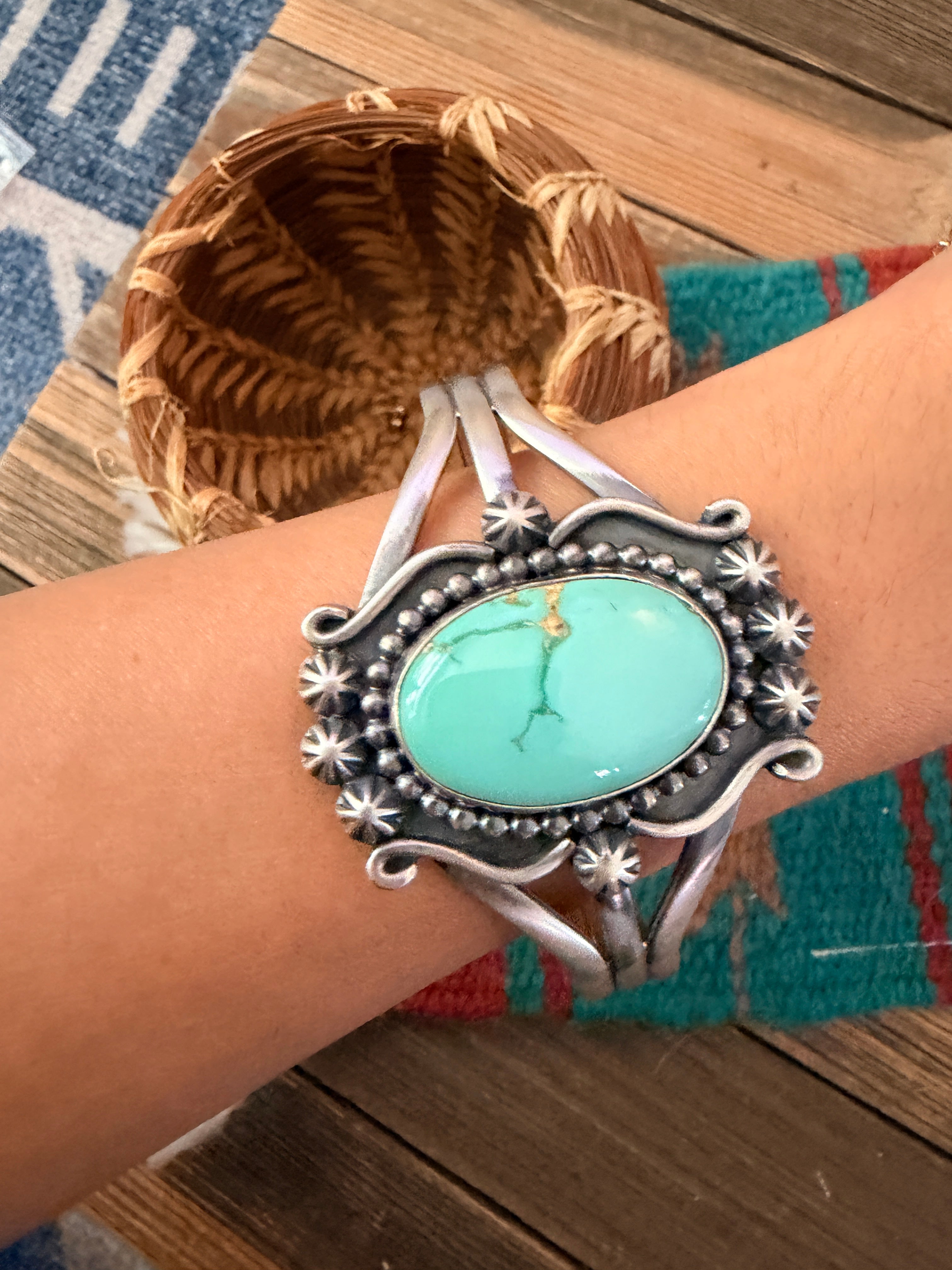 Handcrafted Sterling Silver and Turquoise Cuff Bracelet