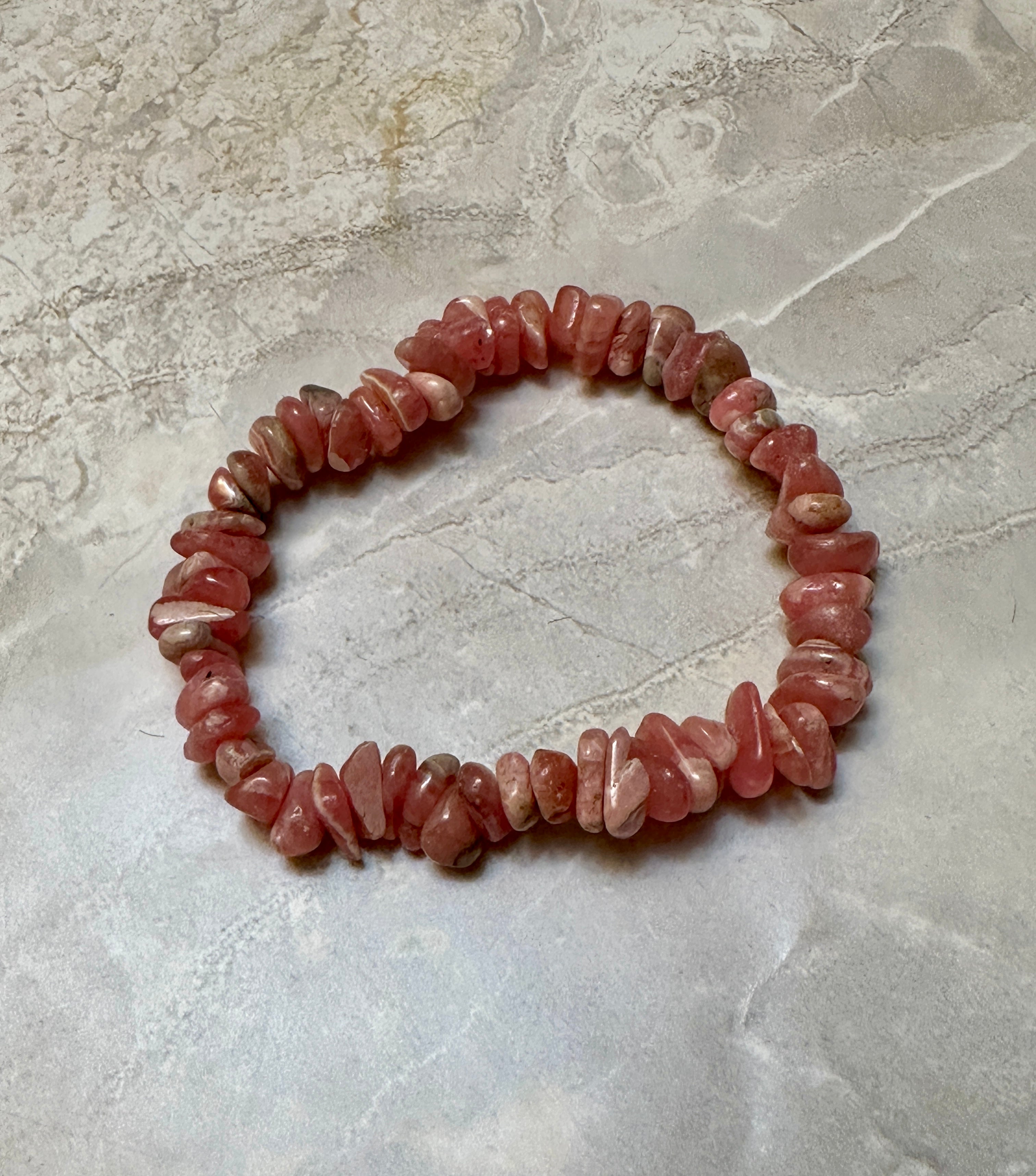 Rhodochrosite beaded Chips stretch bracelet