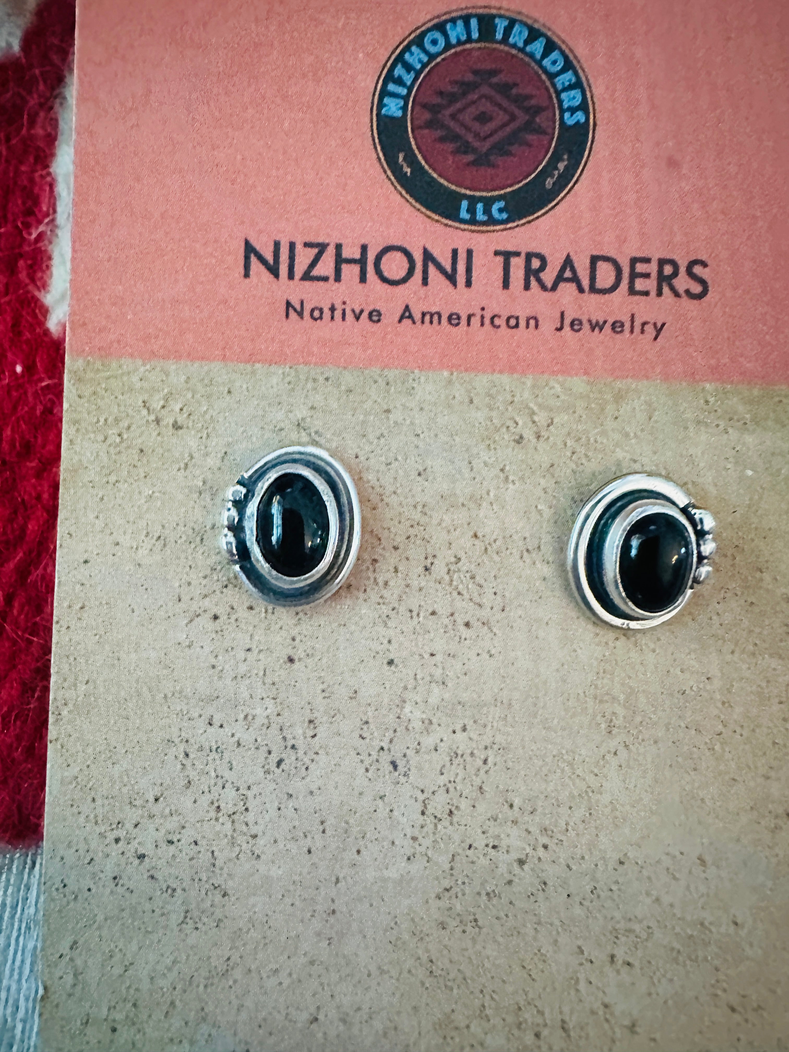 Handcrafted Black Onyx & Sterling Silver Stud Earrings