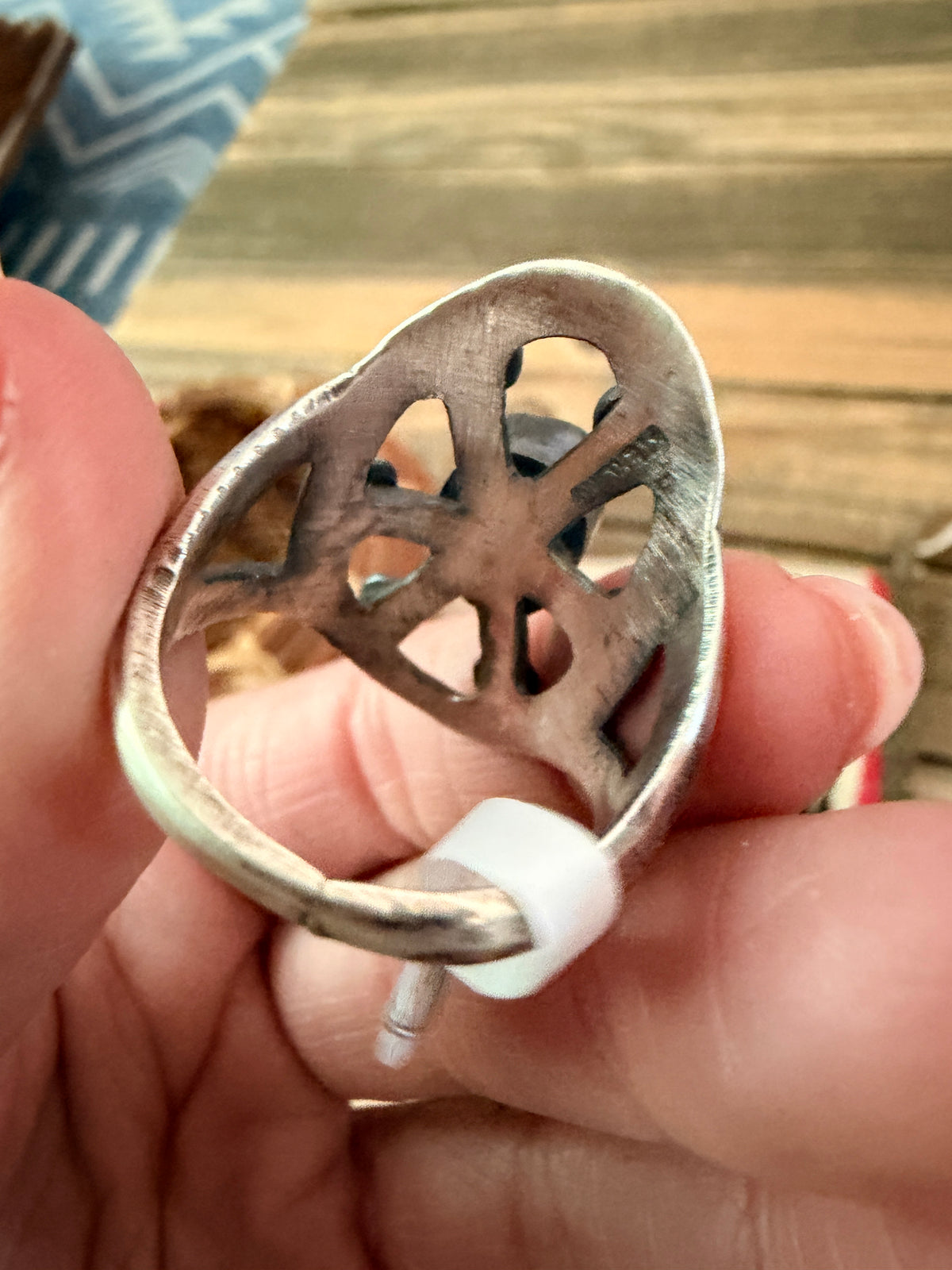 Handcrafted Coral and Sterling Silver Ring size 11 by Chimney Butte