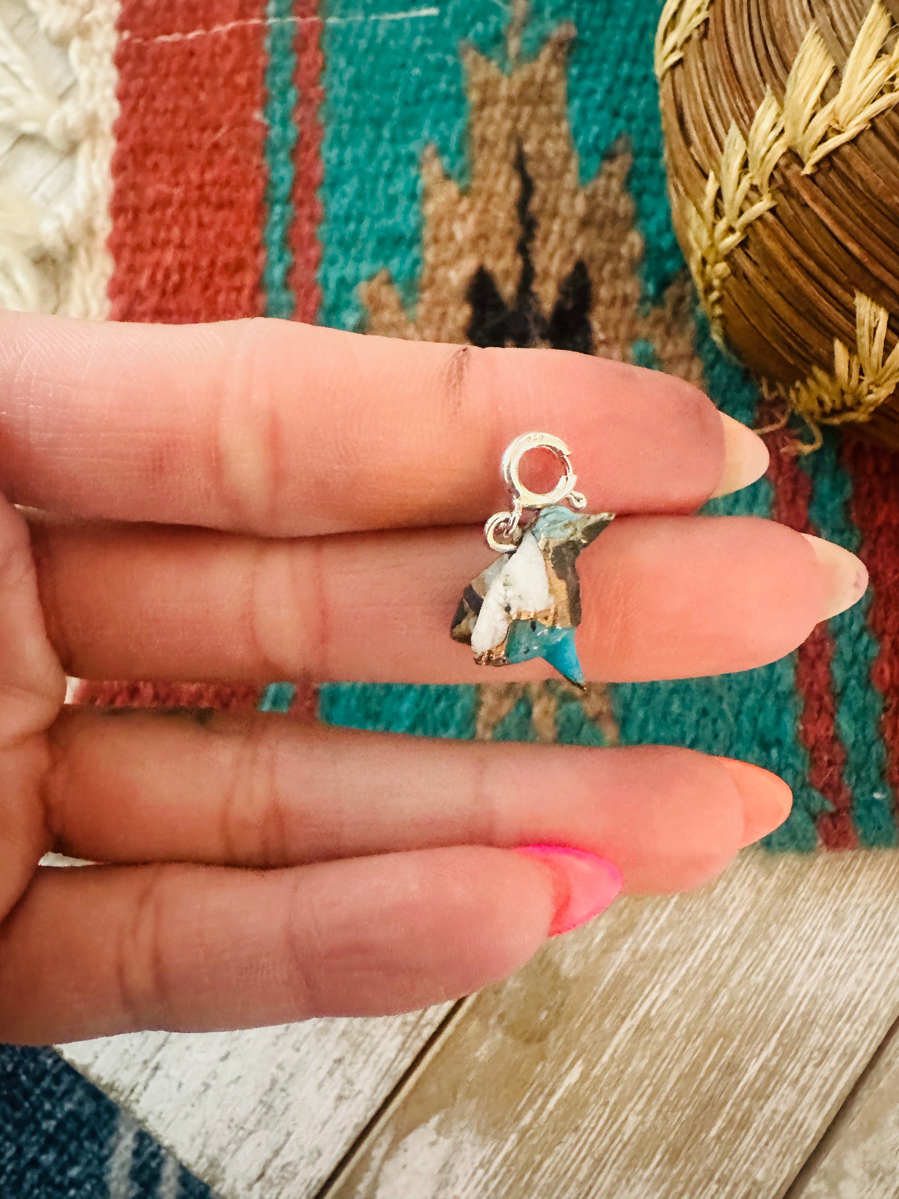 Handcrafted & Hand Carved Blue Mojave Bird Charm