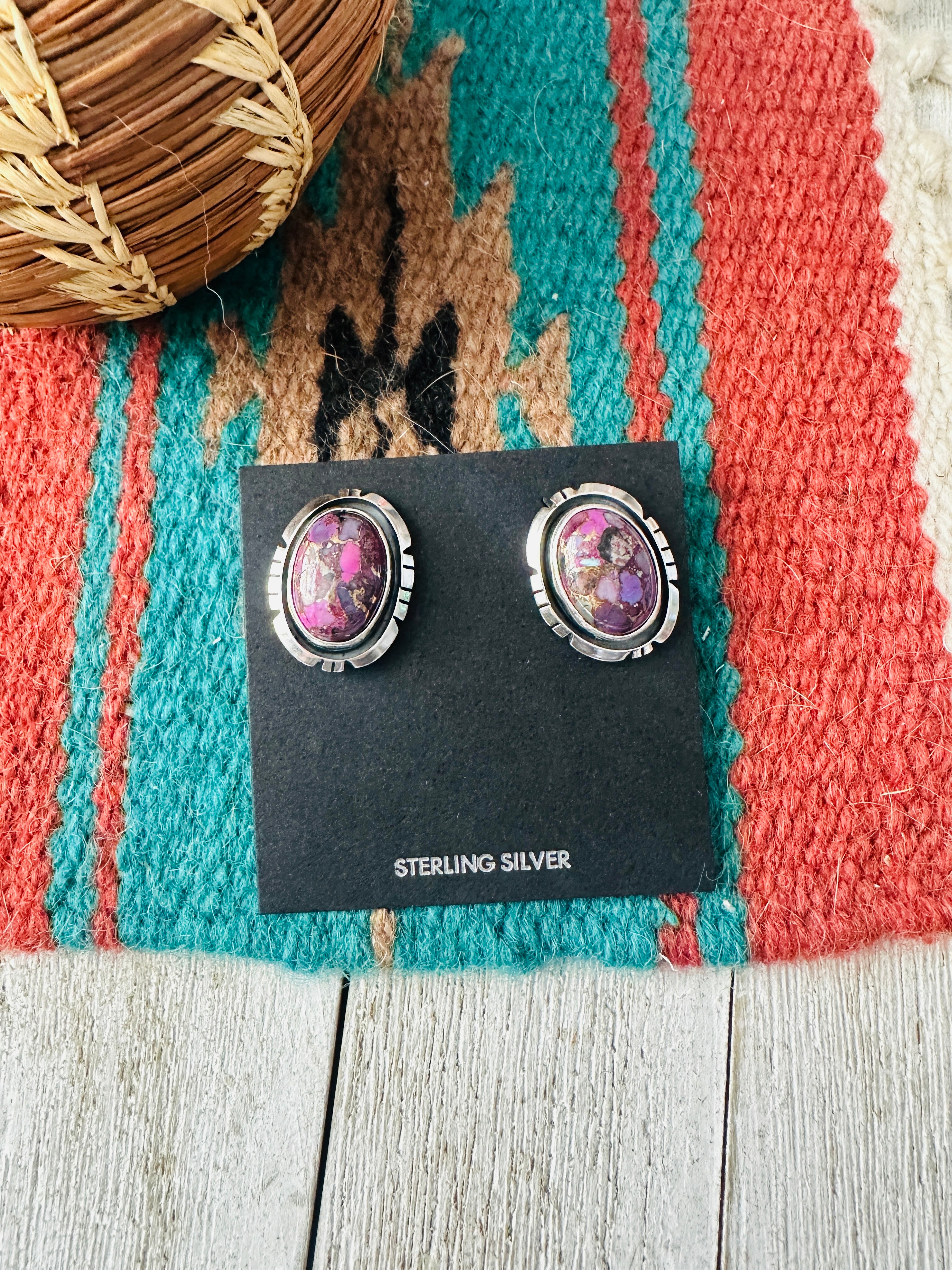 Navajo Sterling Silver & Purple Mojave Post Earrings
