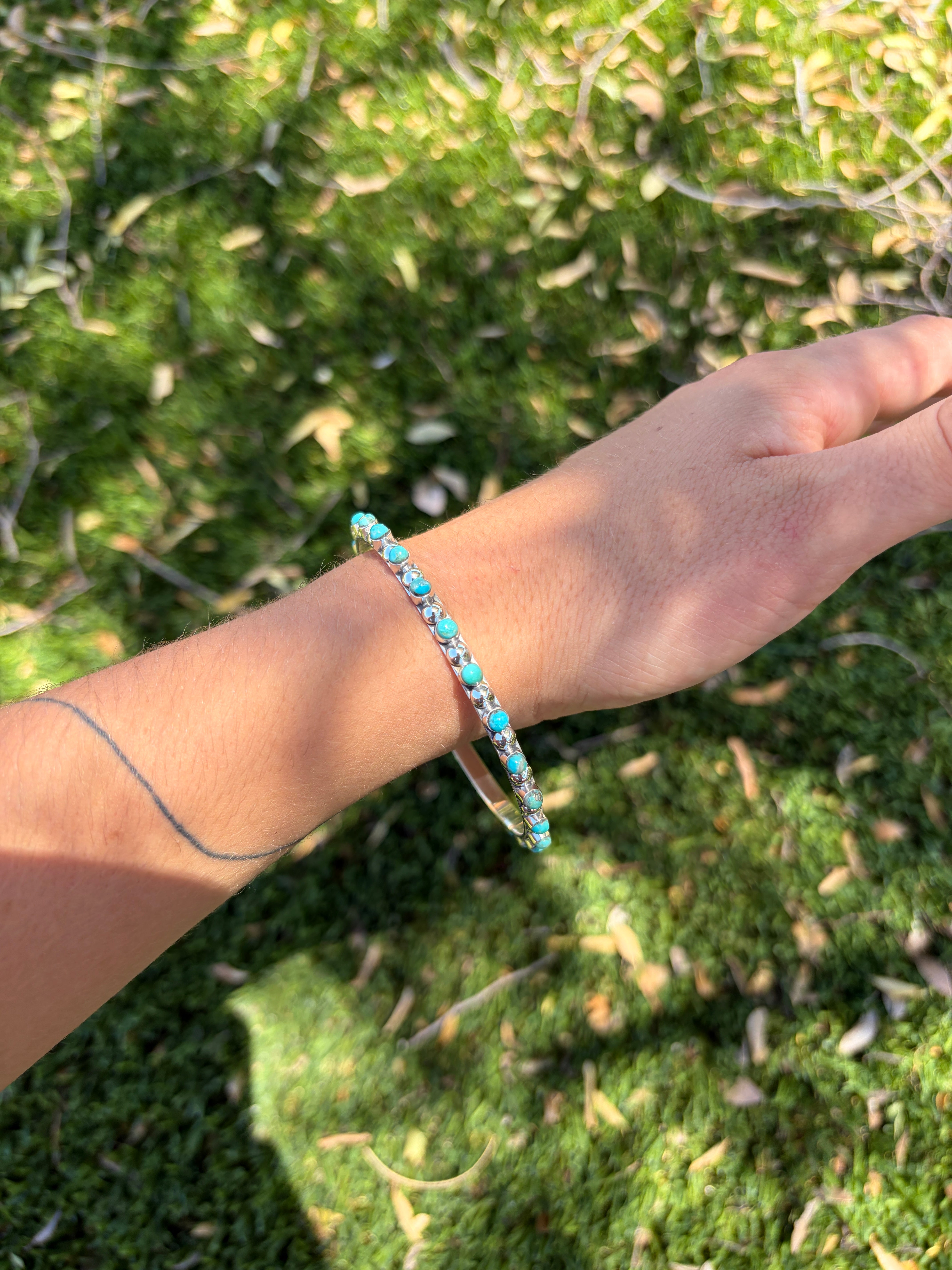 Handmade Turquoise & Sterling Silver Bangle Bracelet
