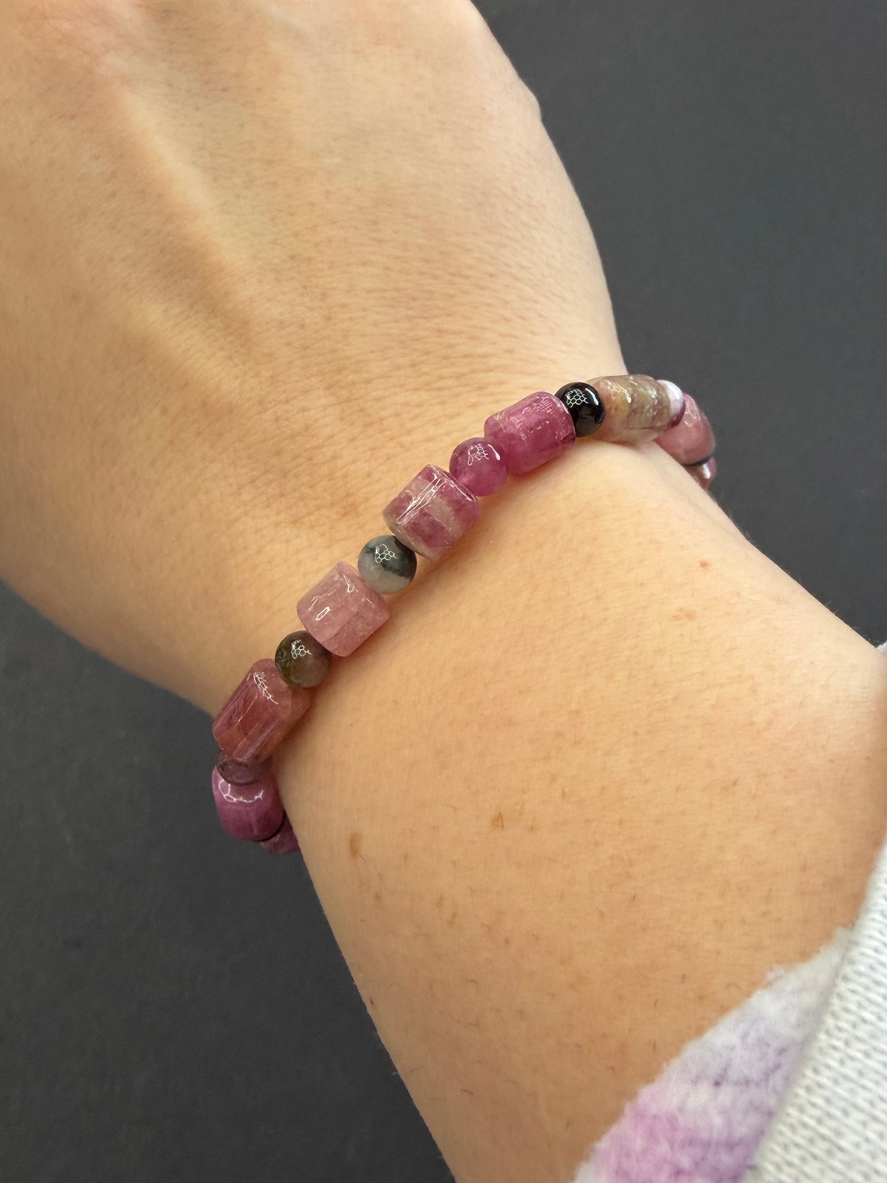 Tourmaline Tube Stretch Bracelet