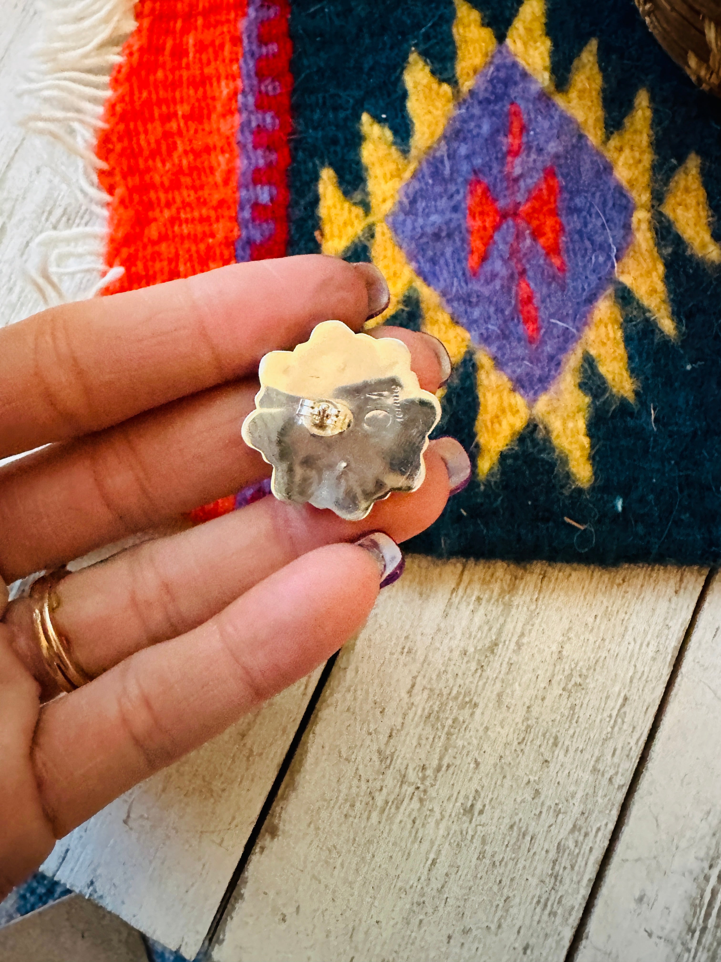 Handcrafted Sterling Silver & Turquoise Cluster Stud Earrings