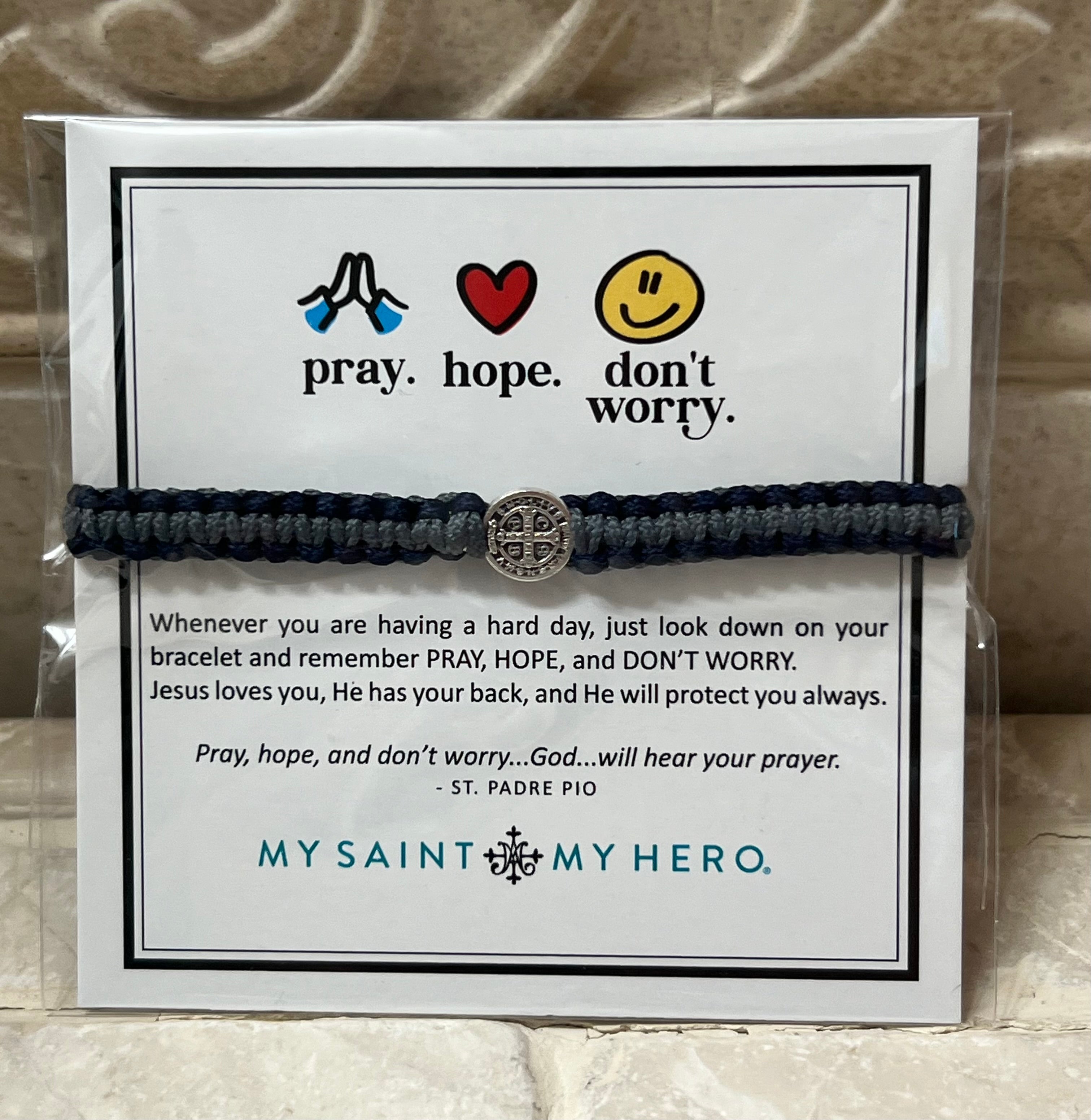 Pray. Hope. Don't Worry. Bracelet for Kids (Black and Grey)