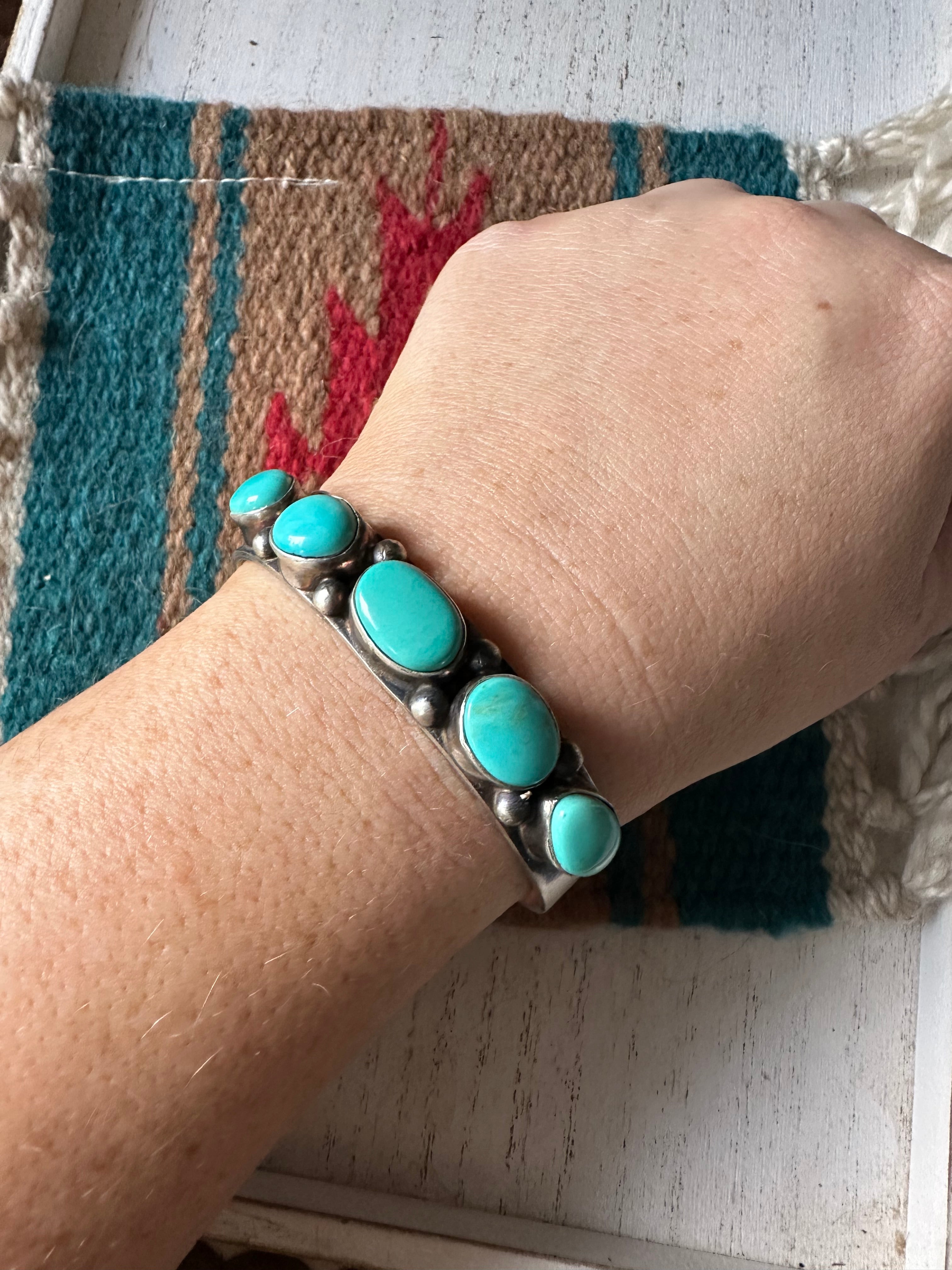 Handcrafted Turquoise & Sterling Silver Cuff Bracelet by Kathleen Livingston /