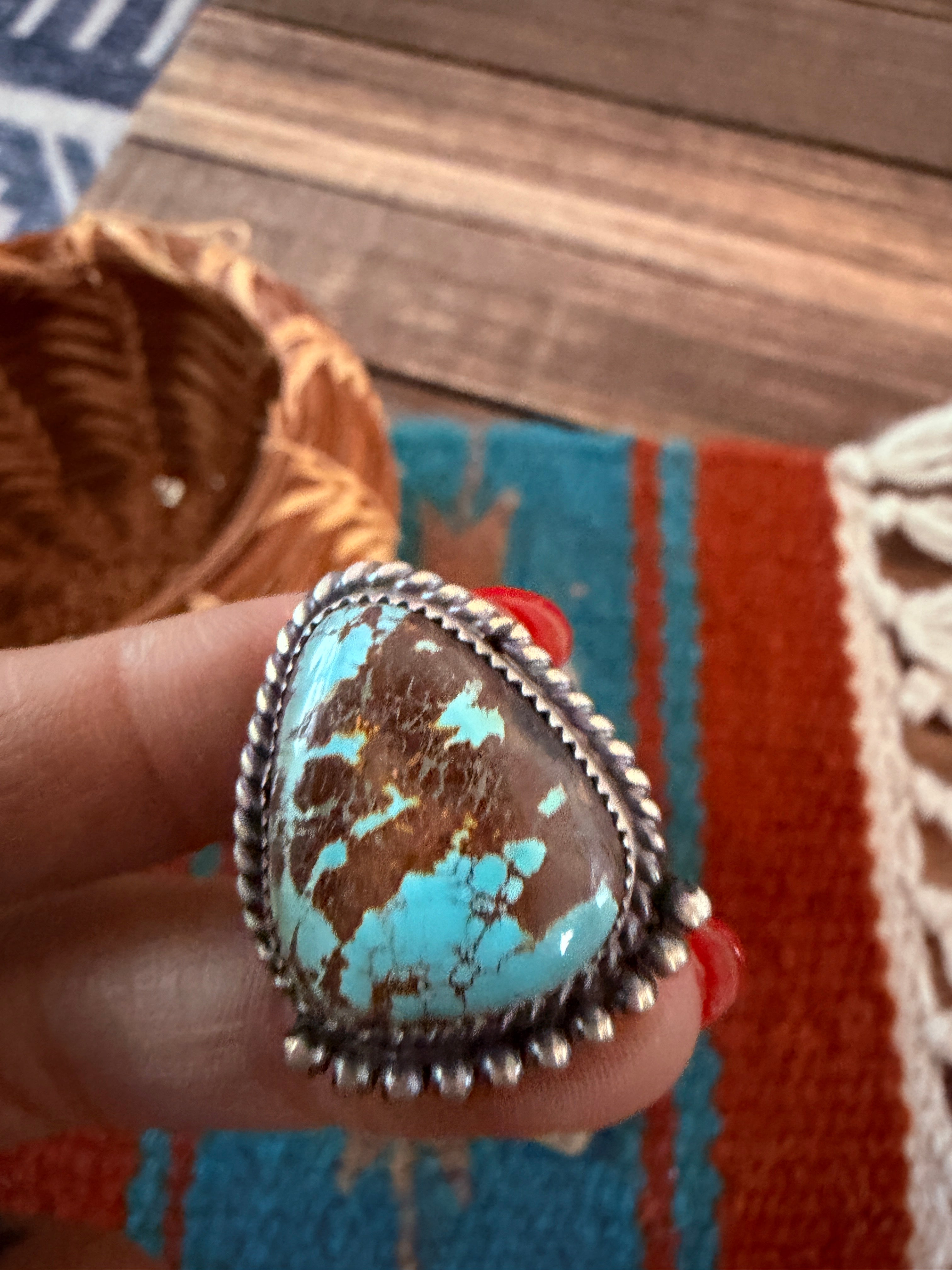 Handcrafted Turquoise & Sterling Silver Adjustable Ring by Tillie Jon