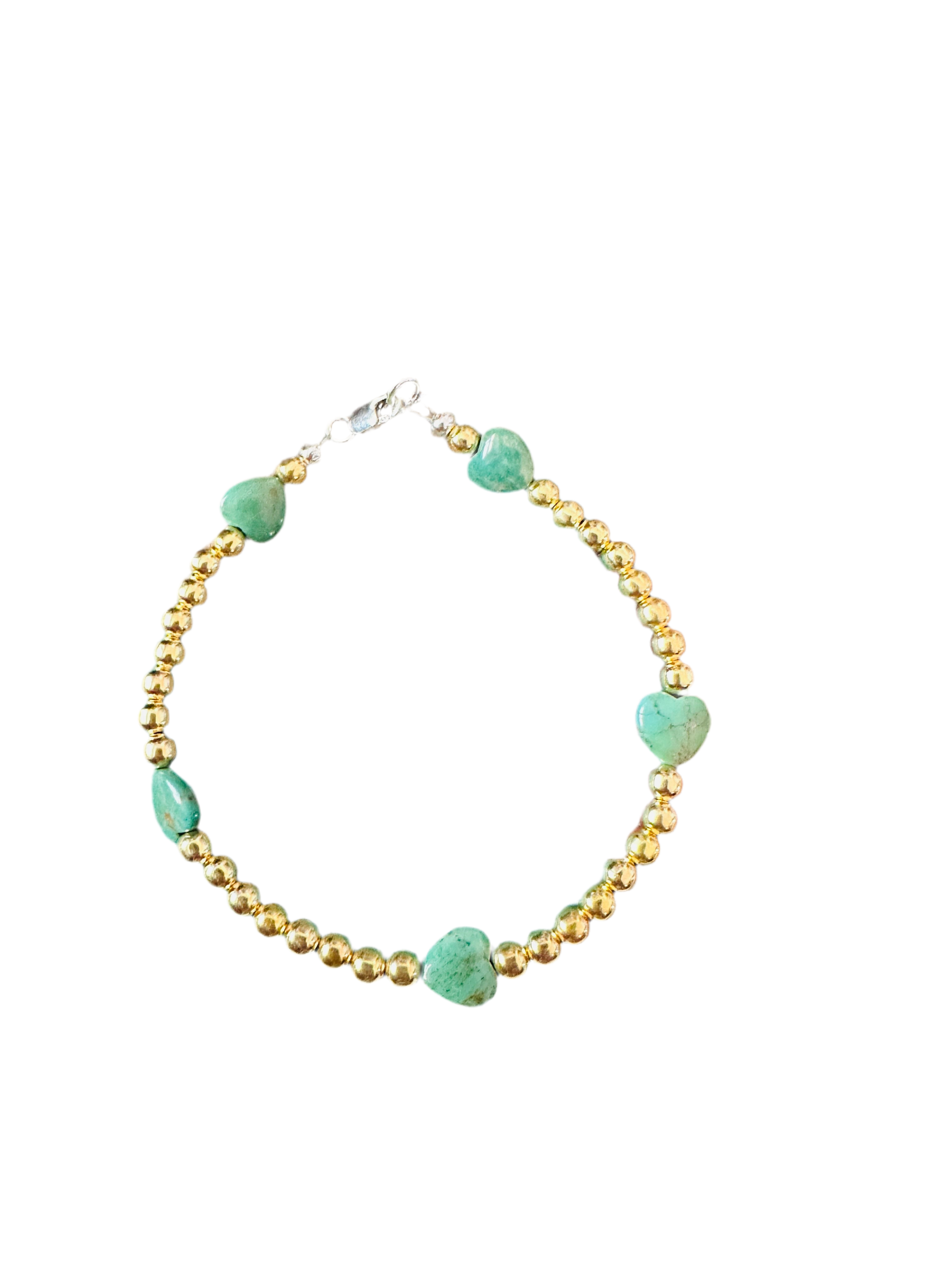Handcrafted Gold Plated Sterling Silver Pearl & Turquoise Beaded Bracelet