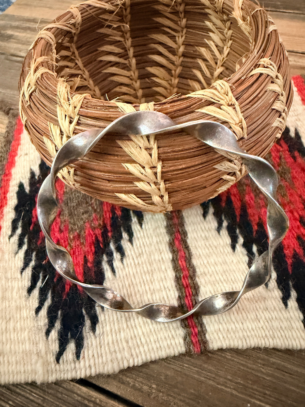 Handcrafted Old Pawn Sterling Silver Bangle Bracelet